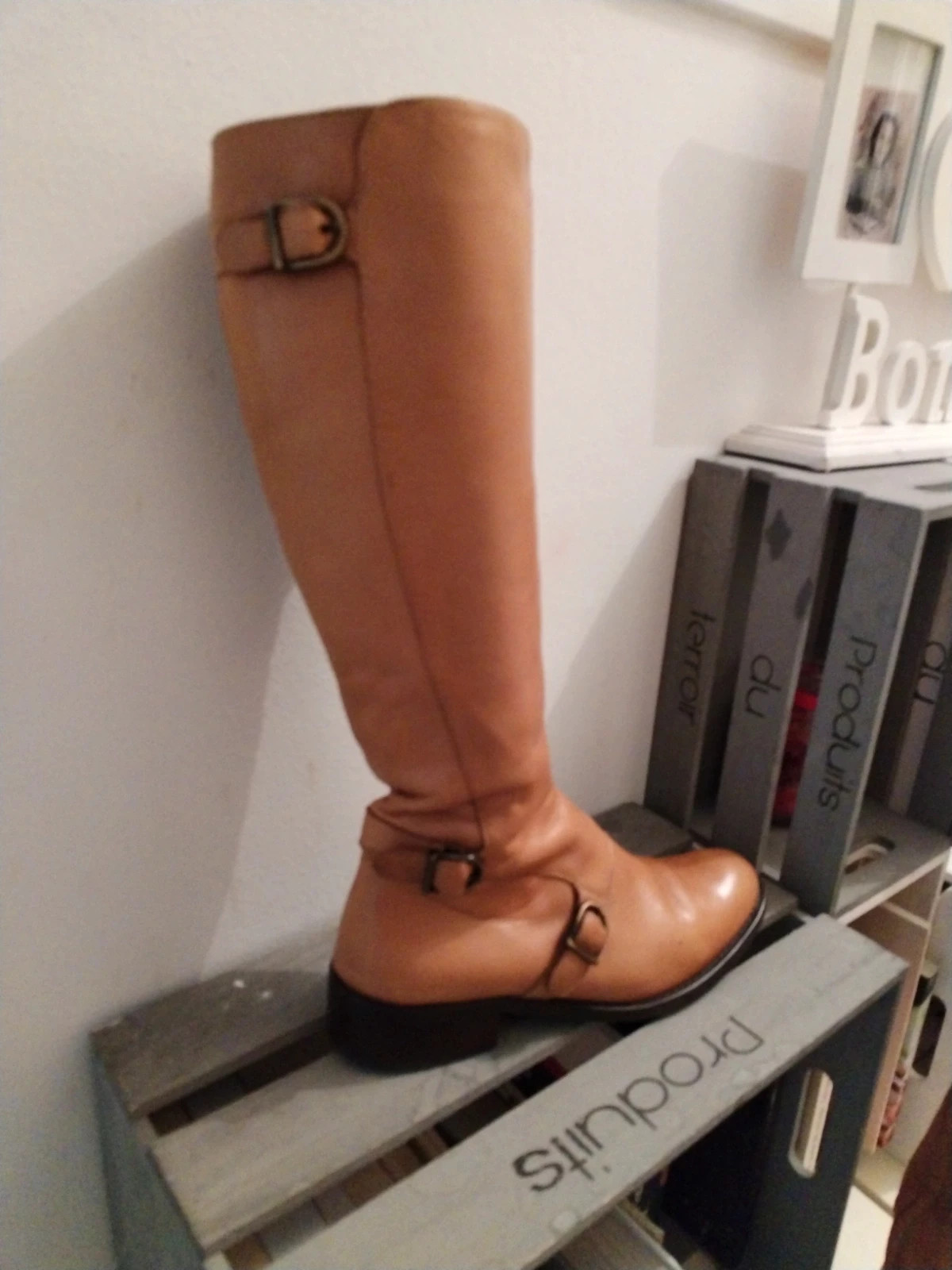 Bottes cuir femme Camel – ESPACE – taille 38 5
