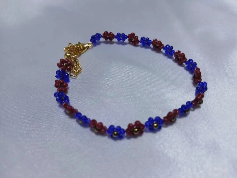 Bracelet perles fleurs faites main – Fait main – taille Taille unique 5
