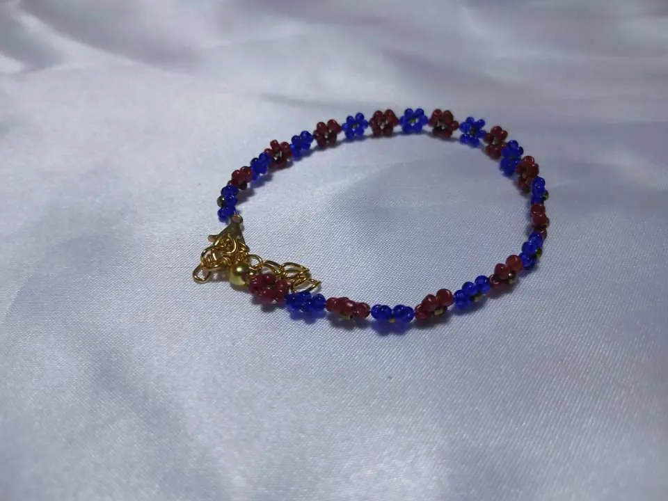 Bracelet perles fleurs faites main – Fait main – taille Taille unique 2