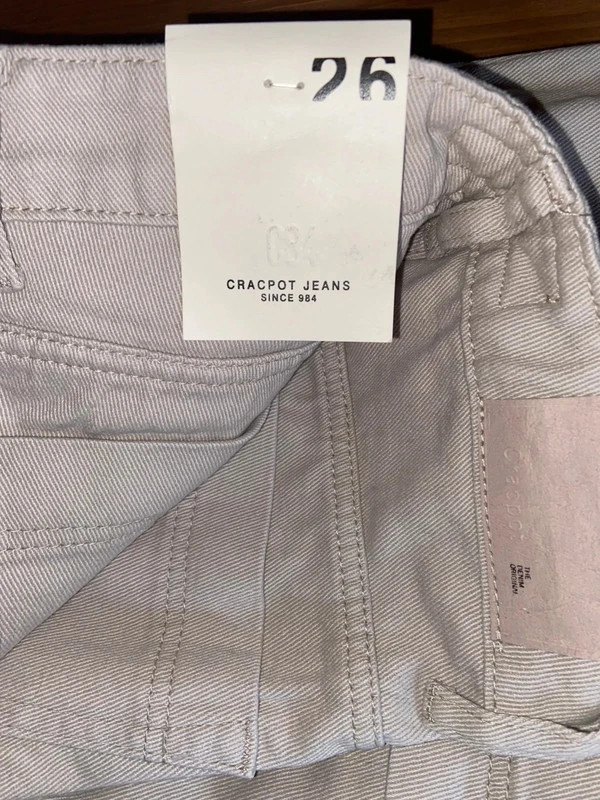 Jean en Coton Droit Cracpot Jeans – Couleur Taupe Clair / Beige Sable – CRACPOT JEANS SINCE 984 – taille XXS / 32 / 4 2