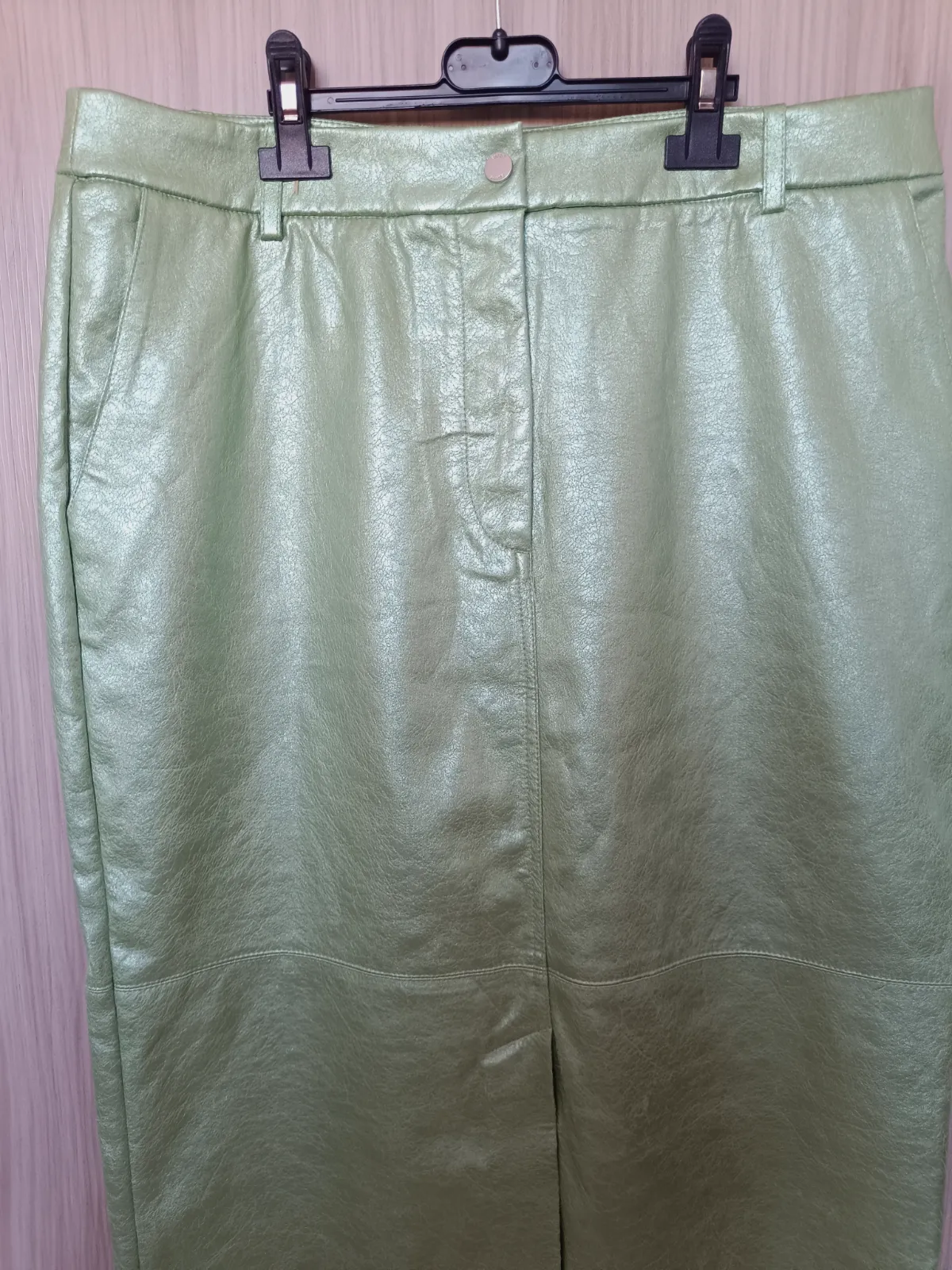 Falda larga verde metalizada con abertura – Esprit – taille XL 4