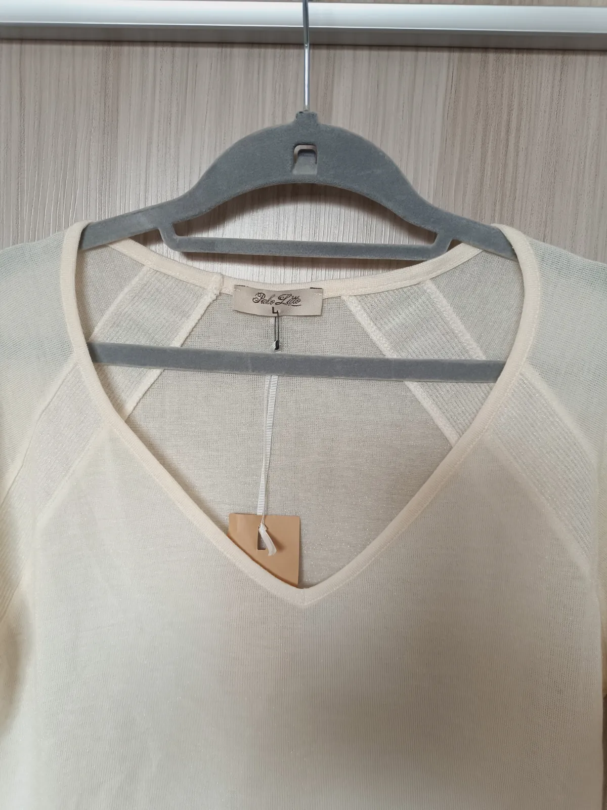 Camiseta fina beige de manga corta con escote en V Polo Zitto – Polo Zitto – taille L 3