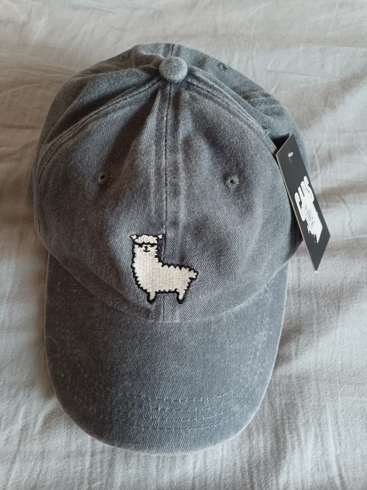 Gorra gris bordada con llama – caps aparell 2