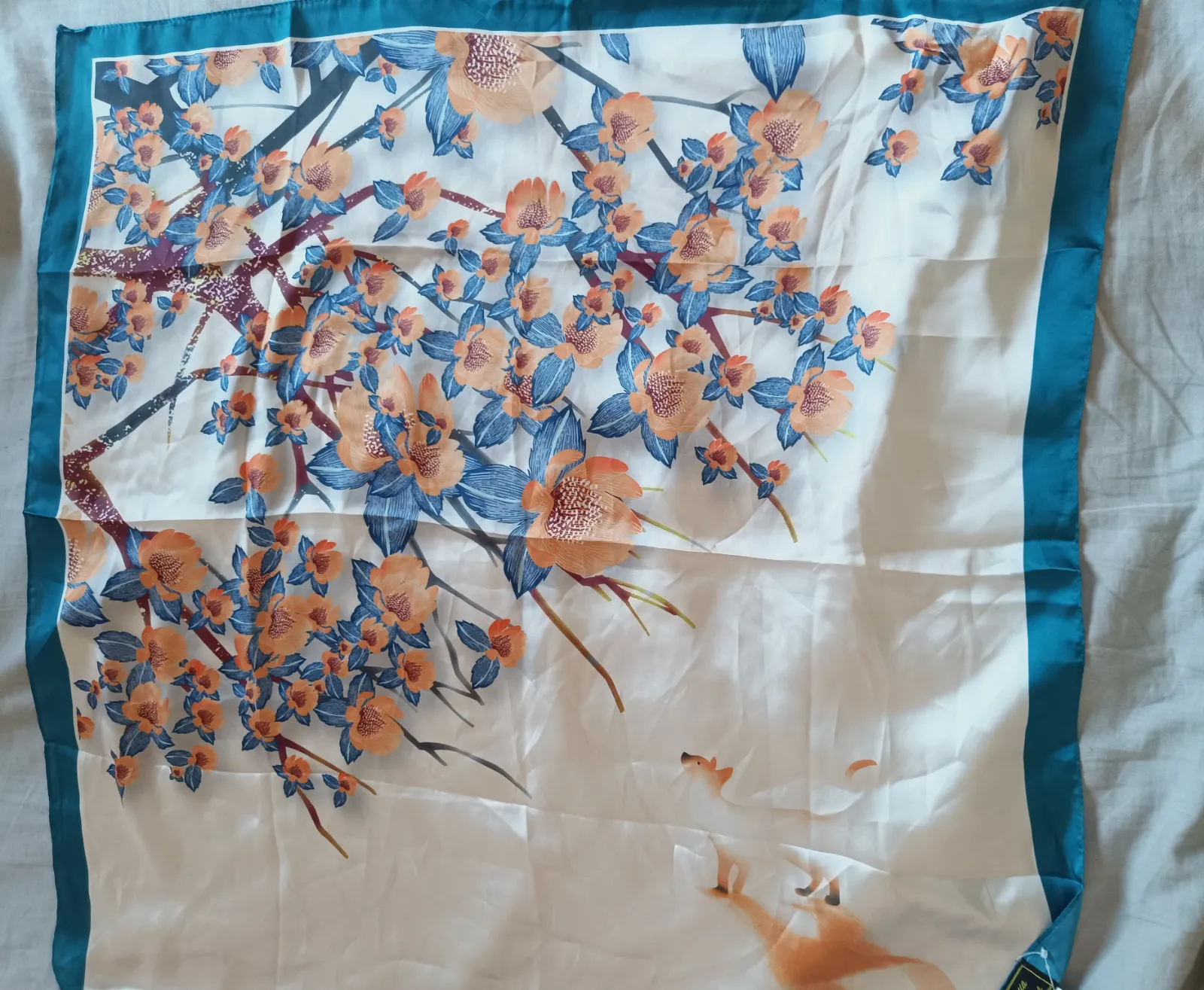 Pañuelo de seda floral y estampado de zorro – Virginia Blossoms – taille Taille unique 2