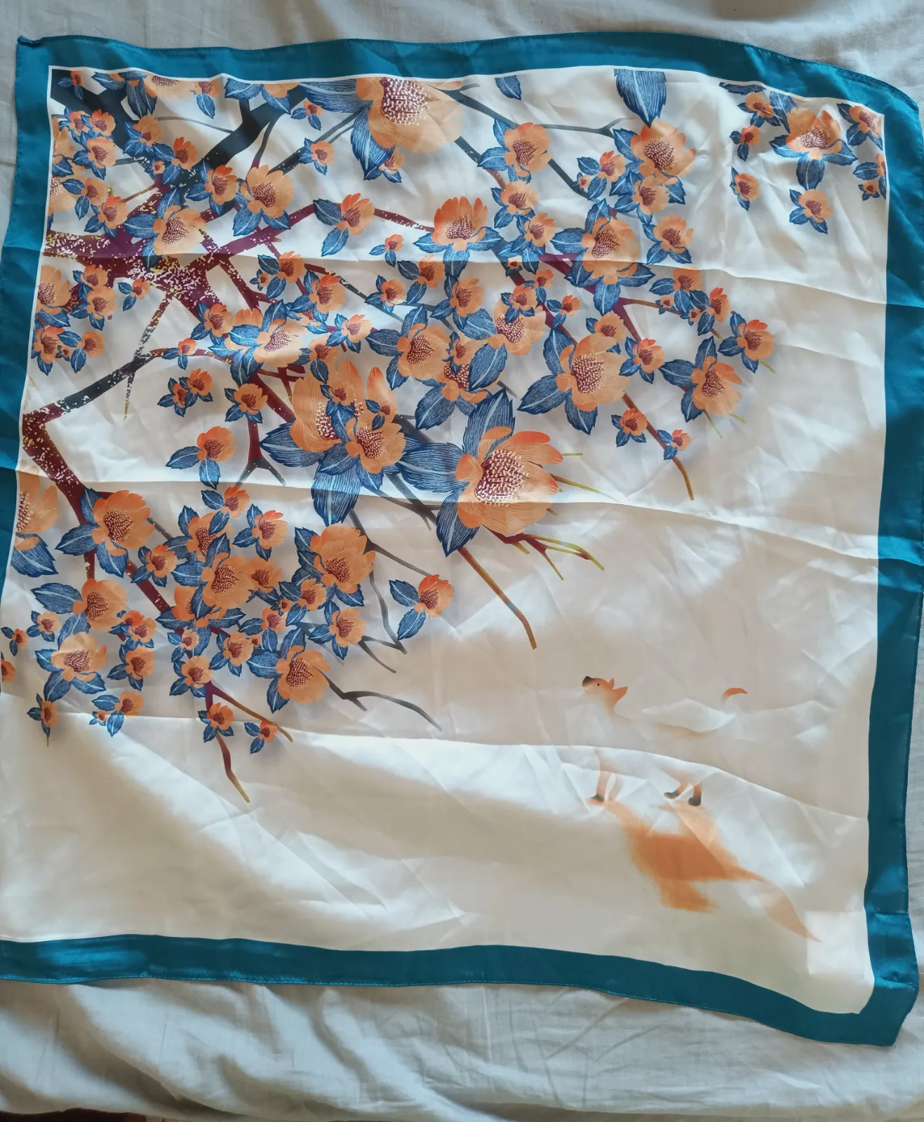 Pañuelo de seda floral y estampado de zorro – Virginia Blossoms – taille Taille unique 3