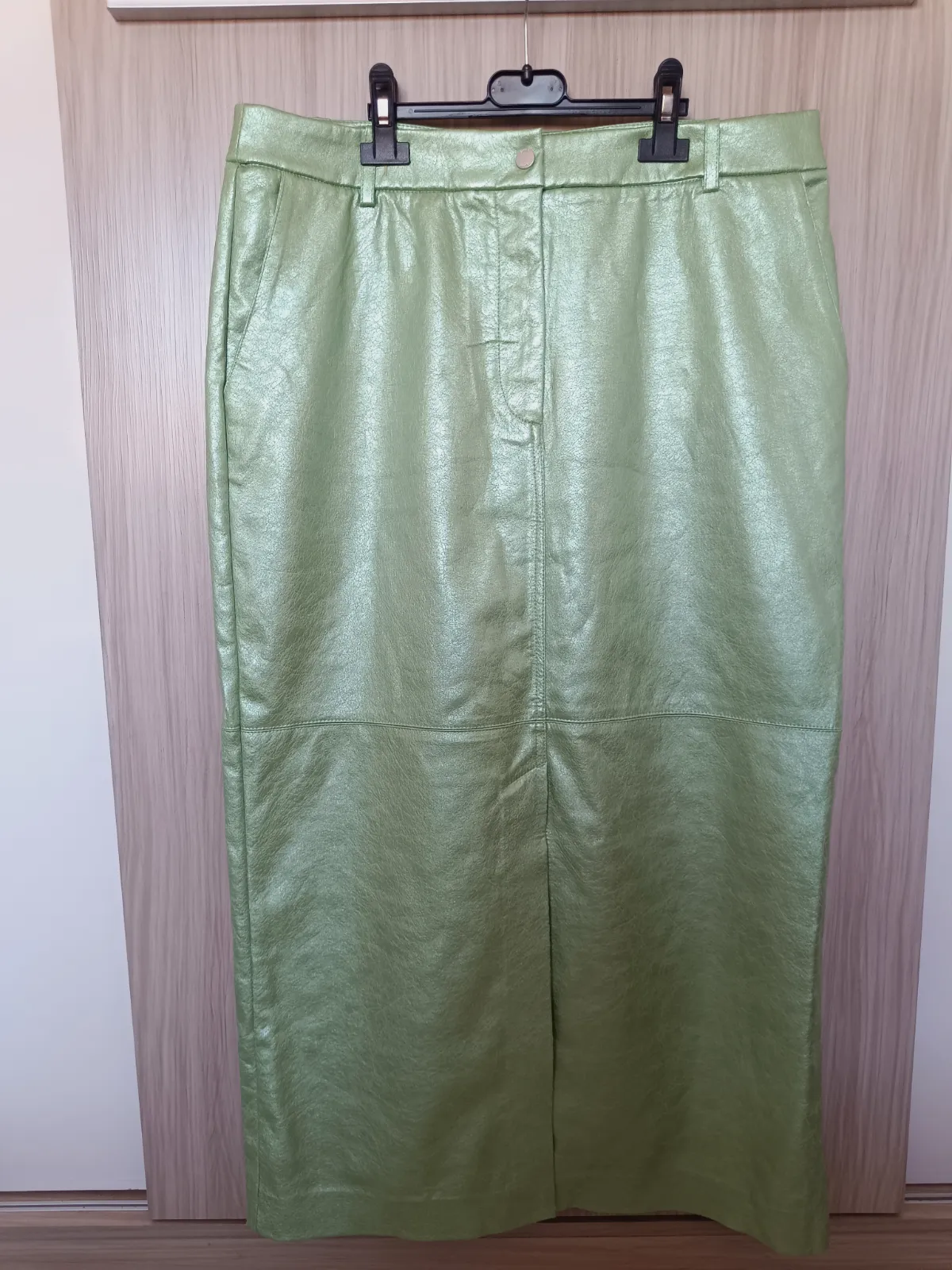 Falda larga verde metalizada con abertura – Esprit – taille XL 3