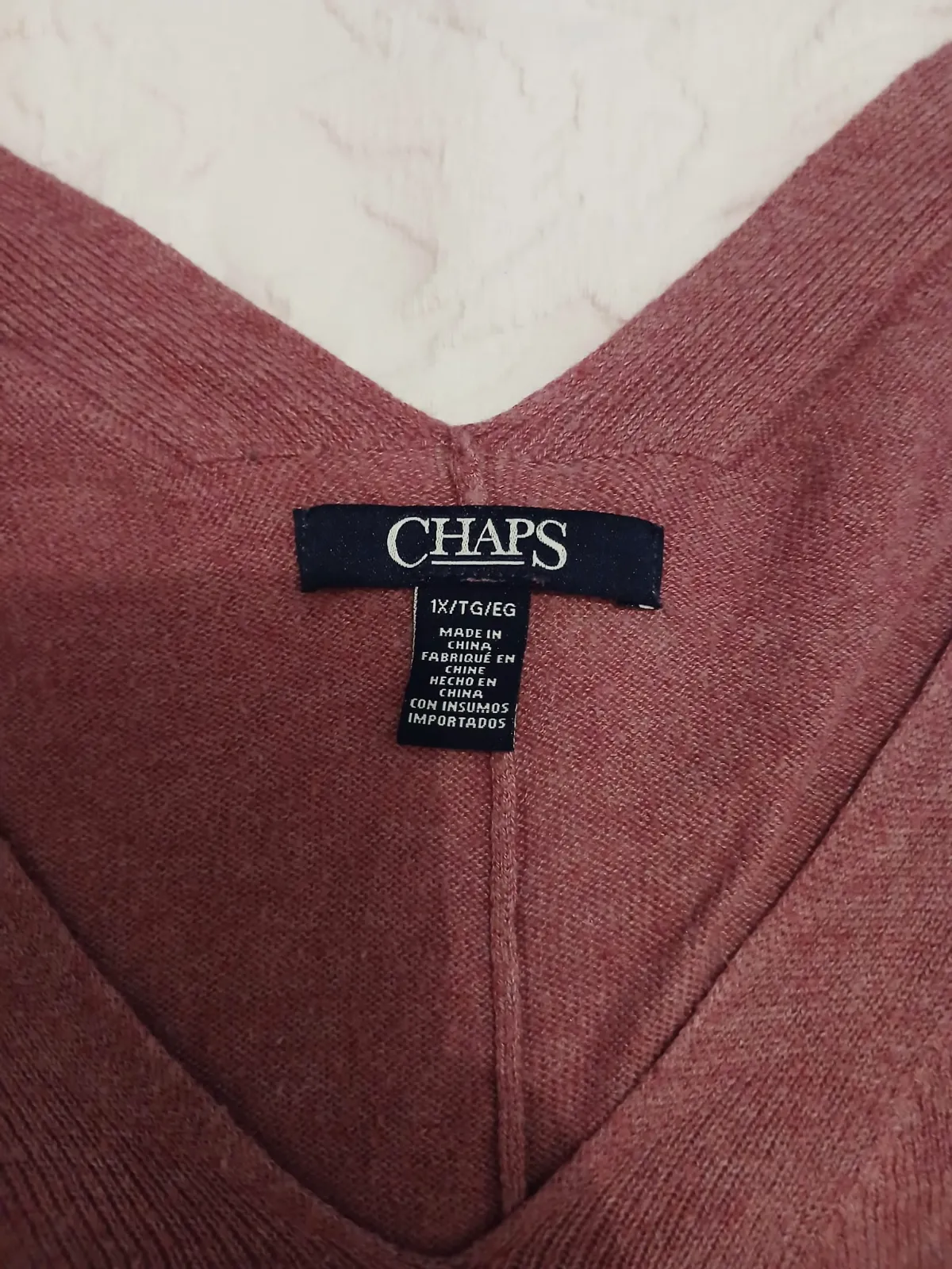 Pull col V vieux rose Chaps taille 1X – Chaps – taille L 2