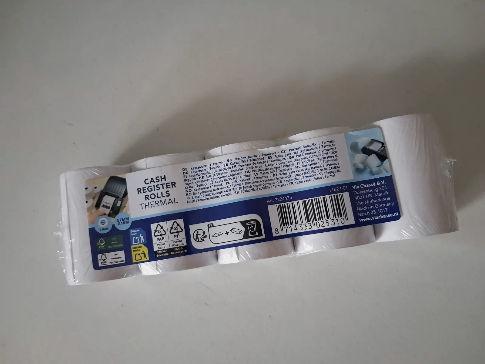 Lot de rouleaux de papier thermique pour caisse enregistreuse – Via Chassé B.V. 3