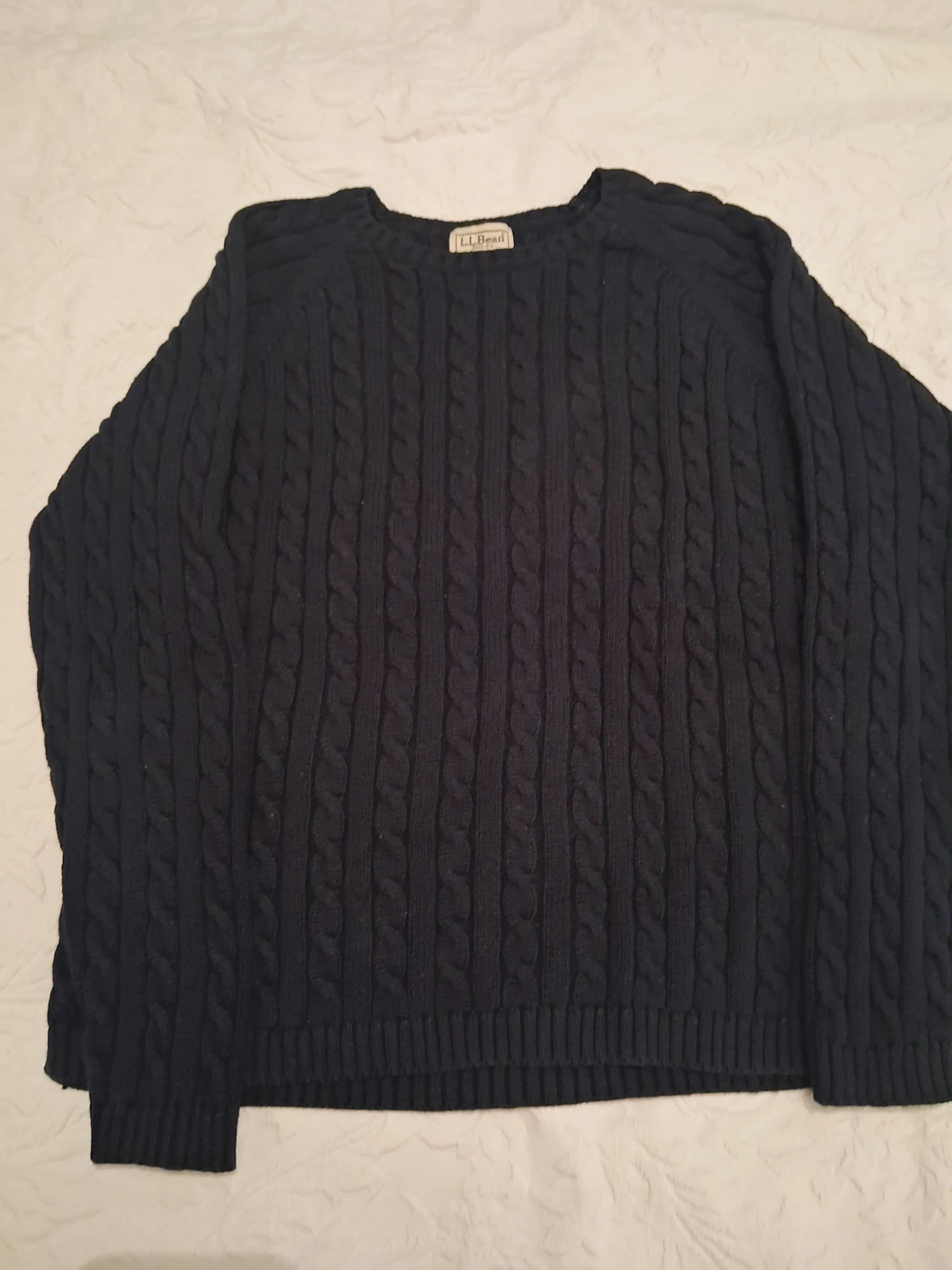 Pull à torsades L.L.Bean bleu marine taille L