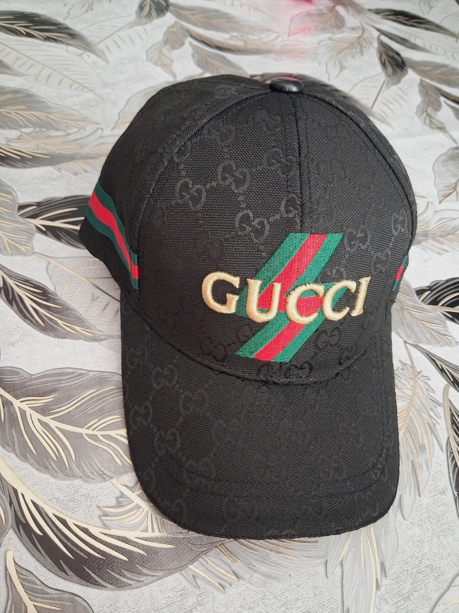 Casquette noire imprimé GG monogramme