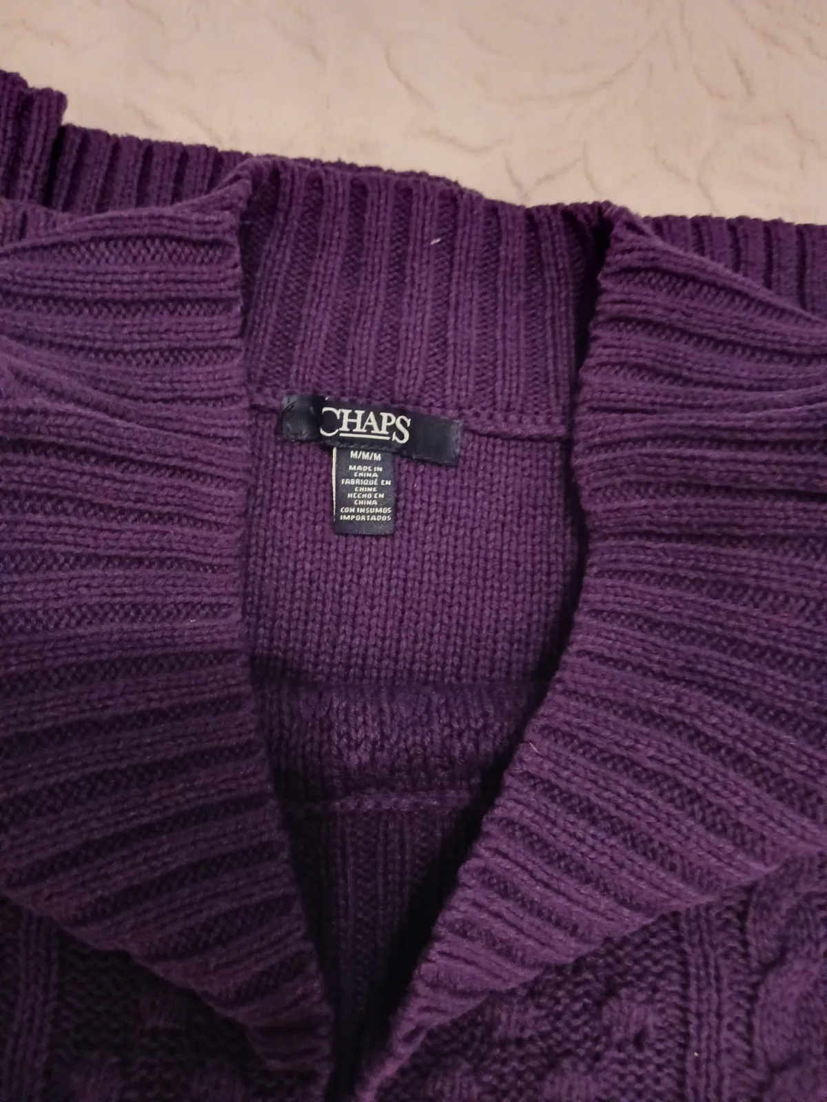 Pull en maille torsadée Chaps violet – Chaps – taille M 3