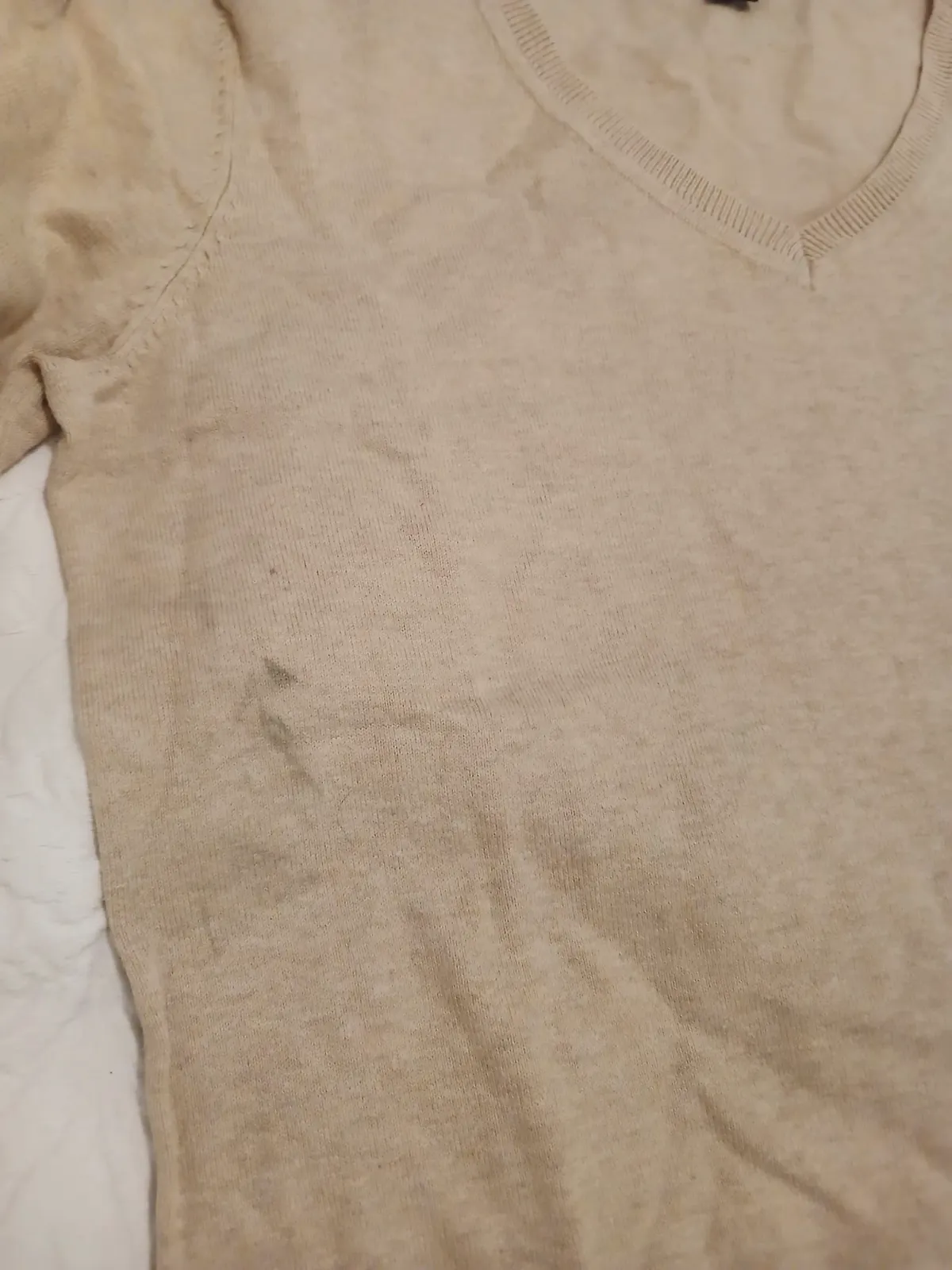 Pull col V Tommy Hilfiger beige en coton Pima 100% authentique  – Tommy Hilfiger – taille L 3