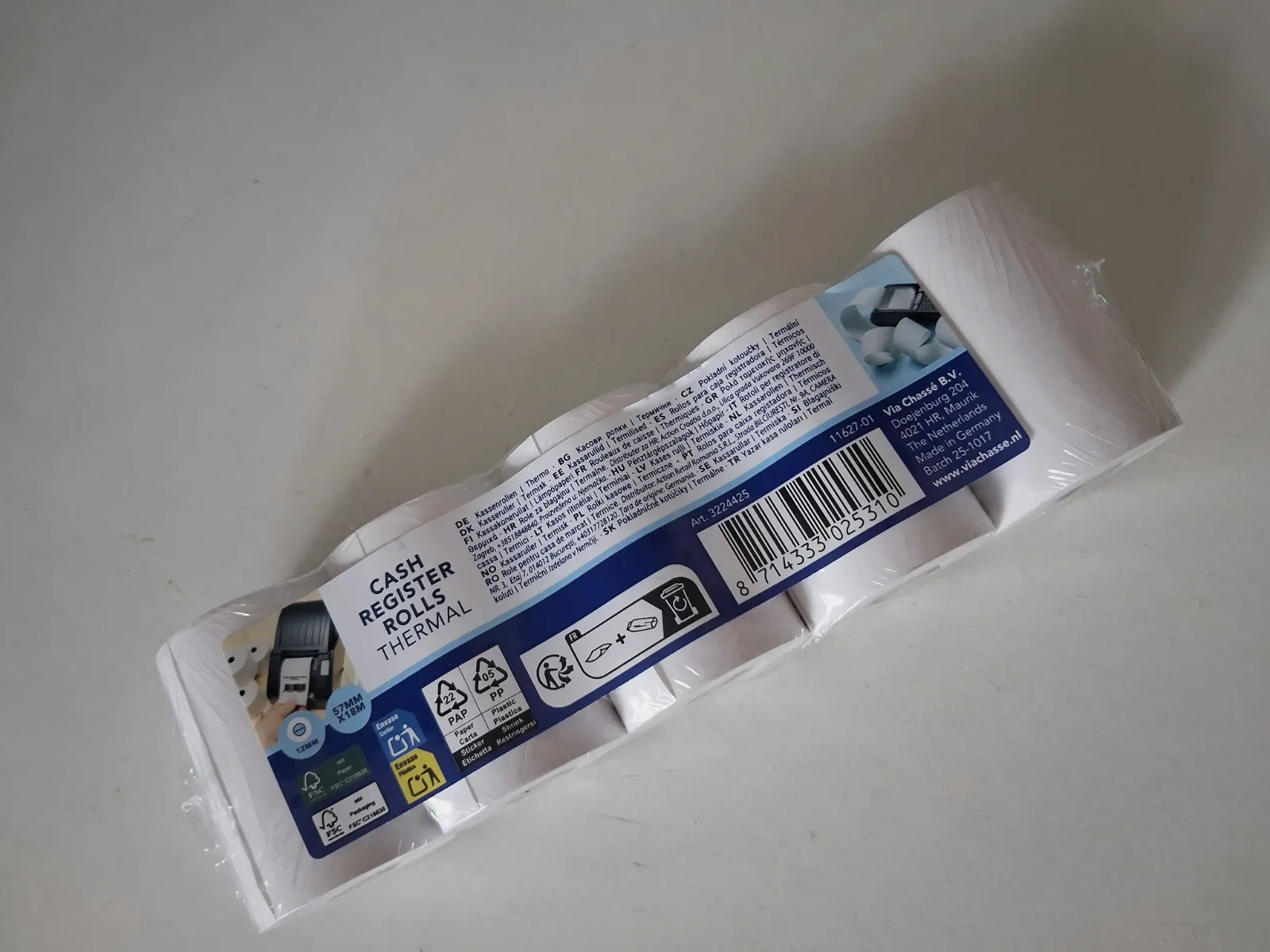 Lot de rouleaux de papier thermique pour caisse enregistreuse – Via Chassé B.V. 2