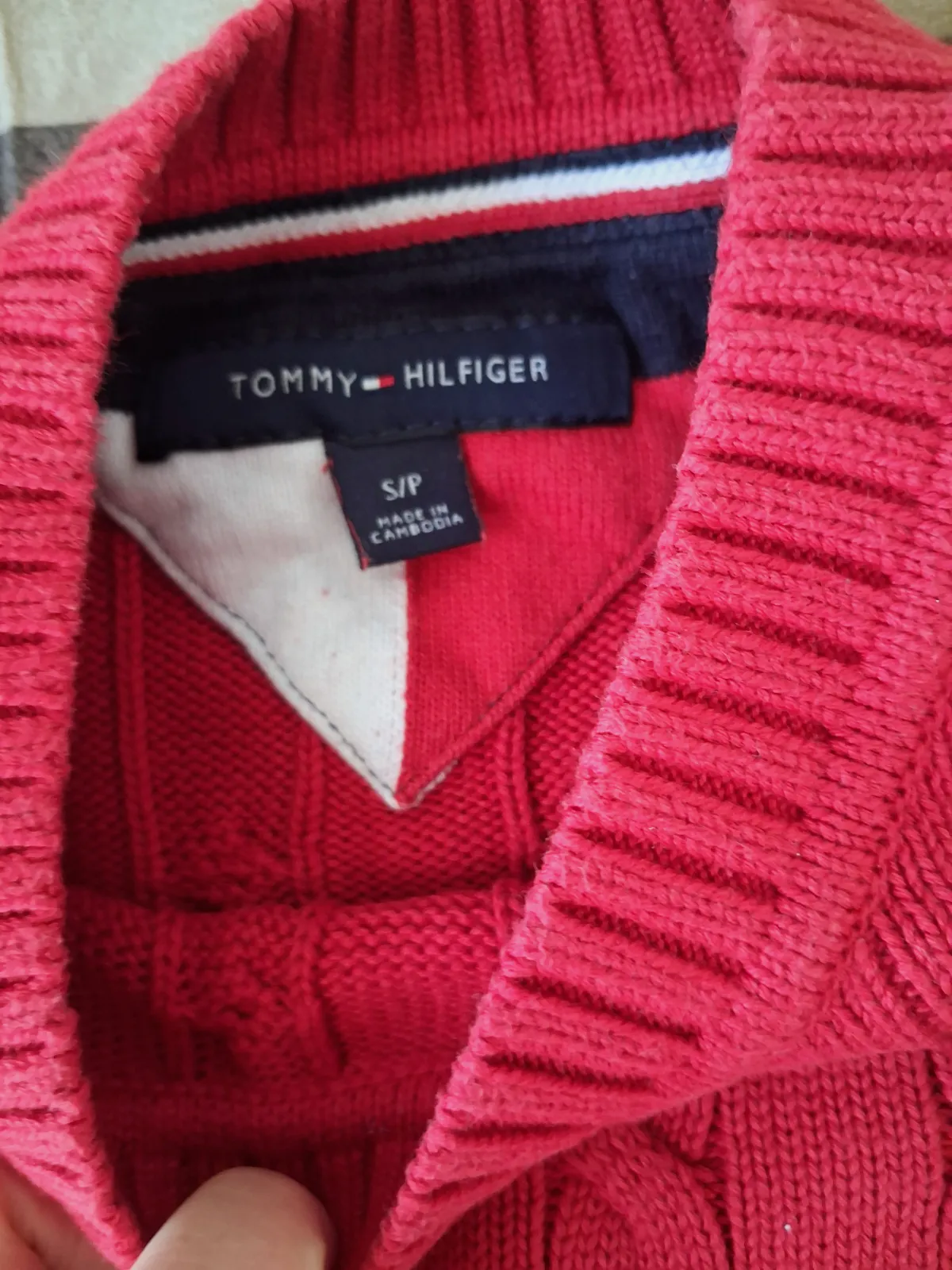 Pull torsadé rouge Tommy Hilfiger en coton – Tommy Hilfiger – taille S 4