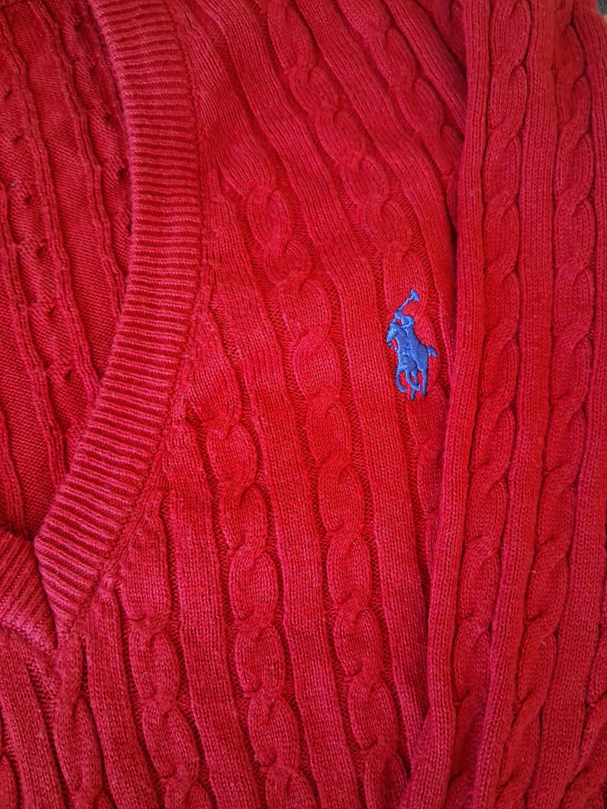 Pull col V torsadé rouge Polo Ralph Lauren – Polo Ralph Lauren – taille L 3