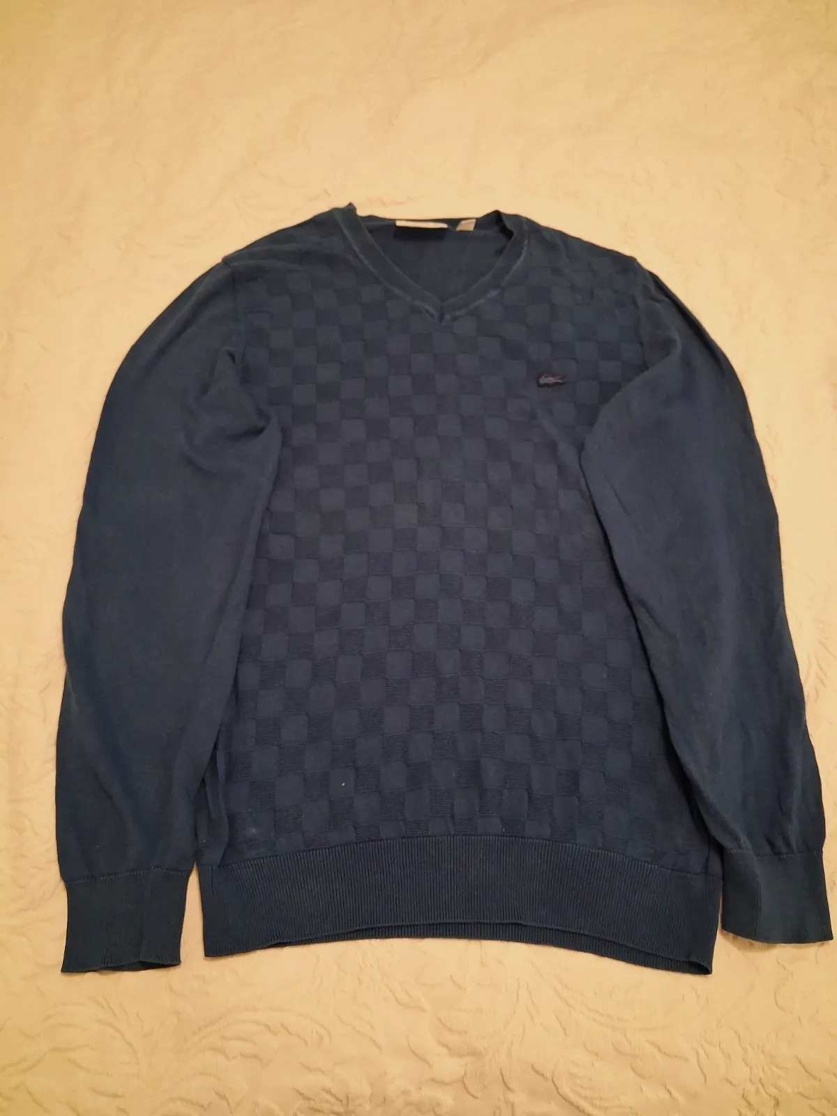 Pull col V en maille bleu Lacoste taille XS – Lacoste – taille XS 3