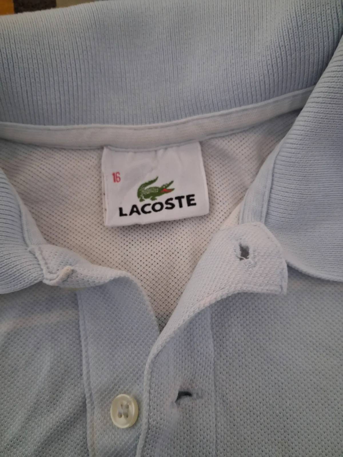 Polo Lacoste rayé bleu ciel taille 16 – Lacoste – taille 16 ans 3