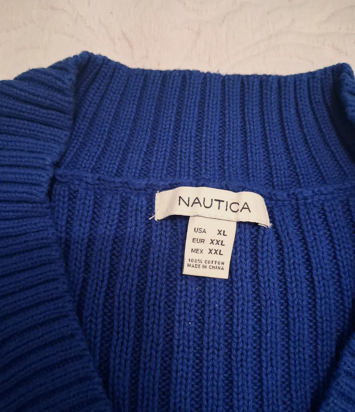 Pull col V en maille torsadée bleu Nautica – Nautica – taille S 3