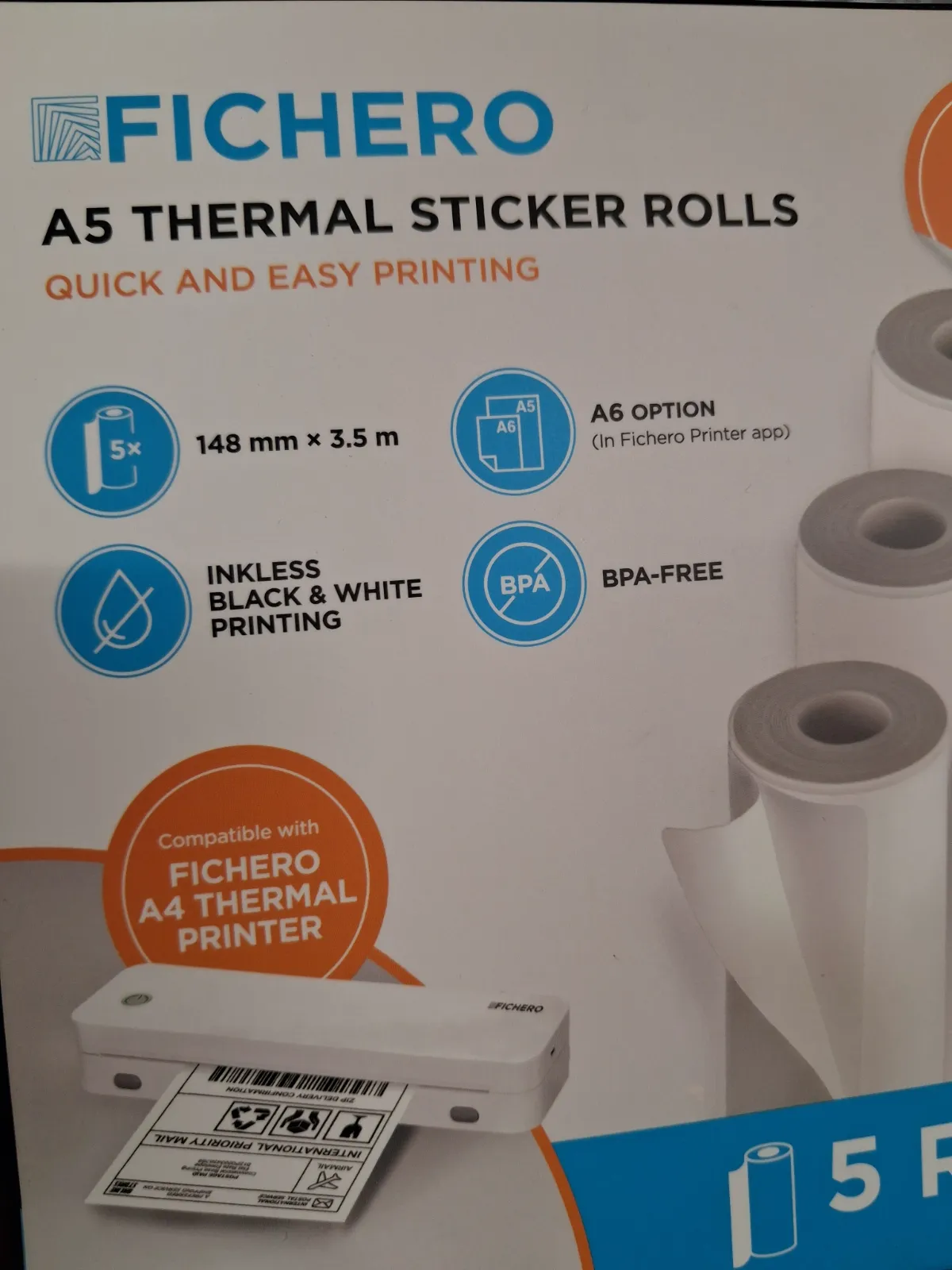 Rouleaux adhésifs thermiques A5 Fichero – Fichero 2