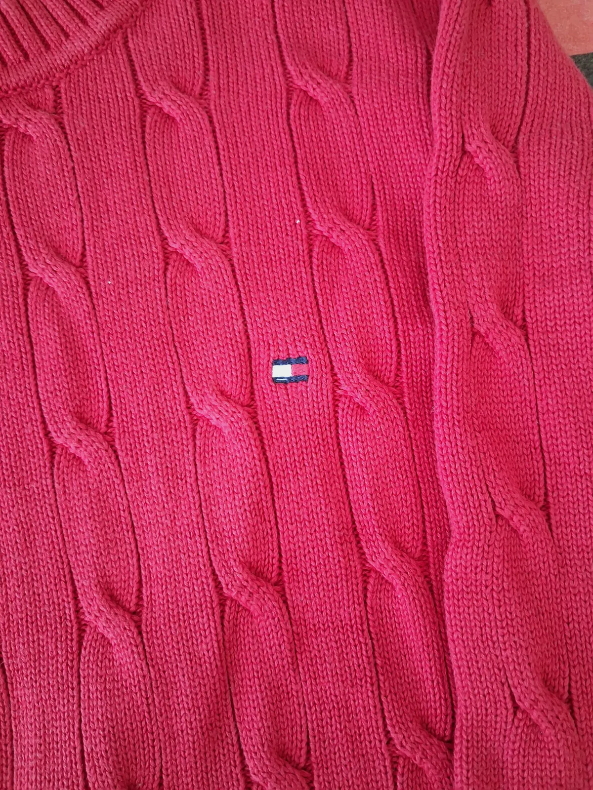 Pull torsadé rouge Tommy Hilfiger en coton – Tommy Hilfiger – taille S 3