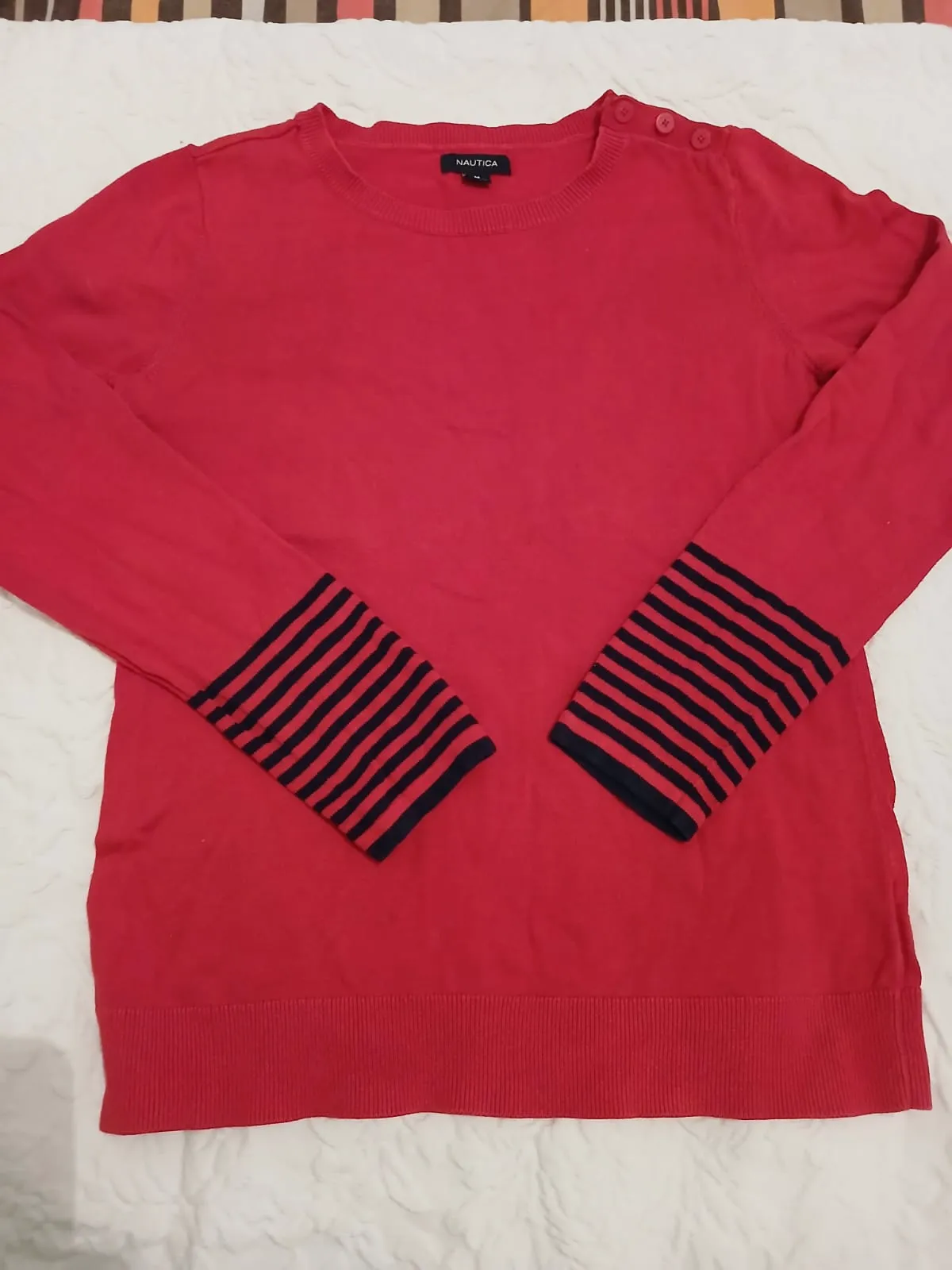 Pull rouge Nautica poignets rayés – Nautica – taille S 2