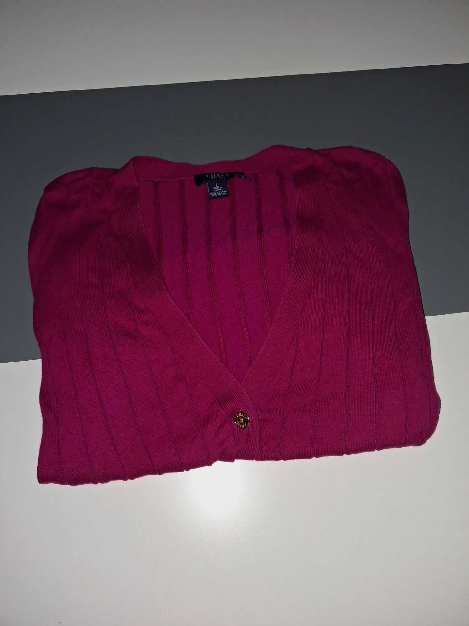 Gilet cardigan rose fuchsia Chaps taille L