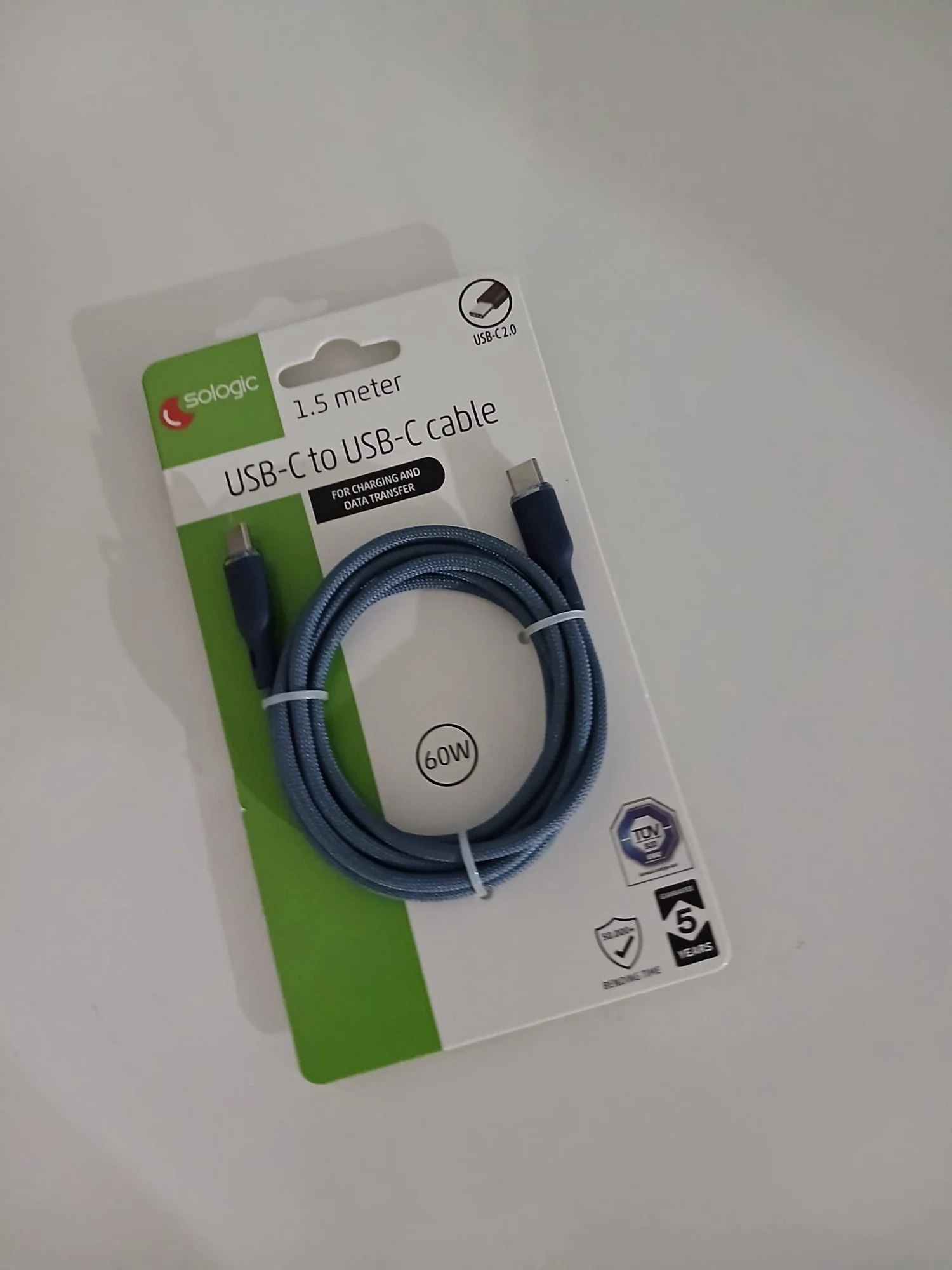 Câble USB-C vers USB-C Sologic 1,5m 60W