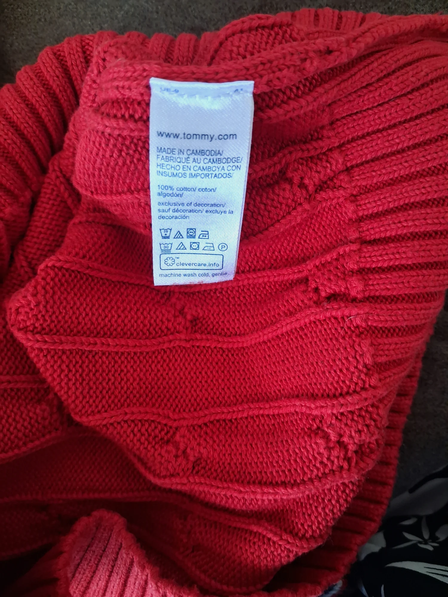 Pull torsadé rouge Tommy Hilfiger en coton – Tommy Hilfiger – taille S 2
