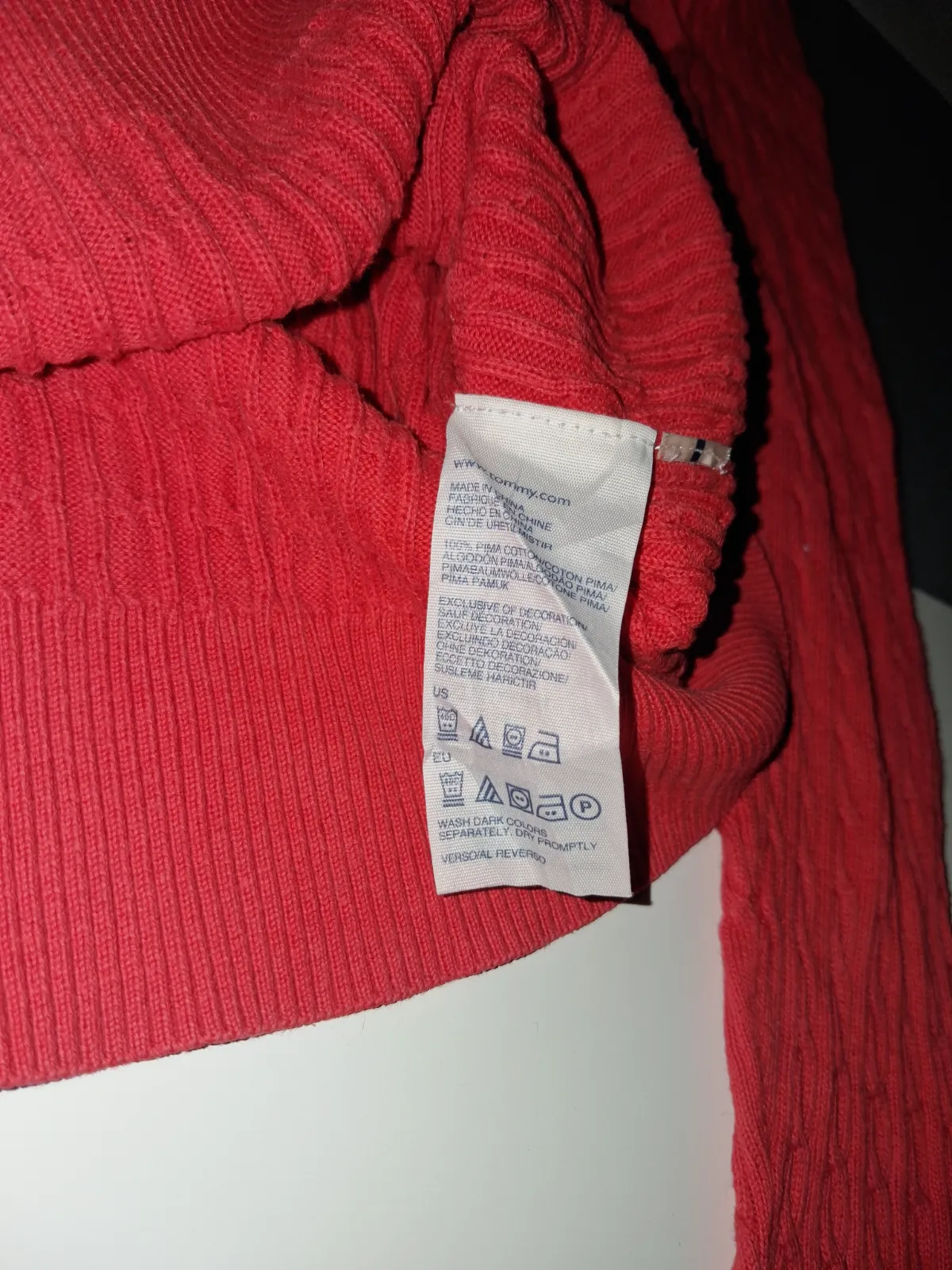 Pull col V torsadé Tommy Hilfiger rouge – Tommy Hilfiger – taille L 6