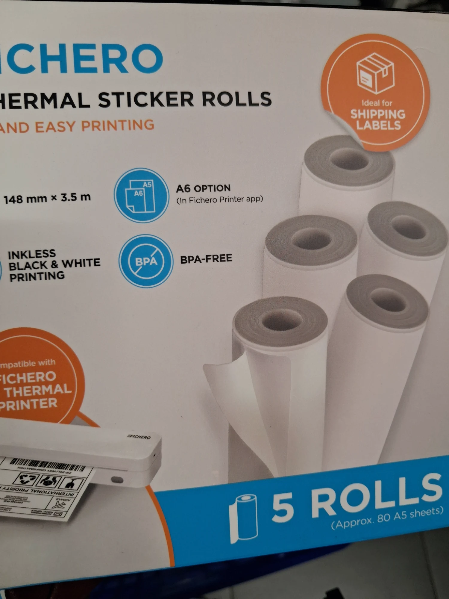 Rouleaux adhésifs thermiques A5 Fichero