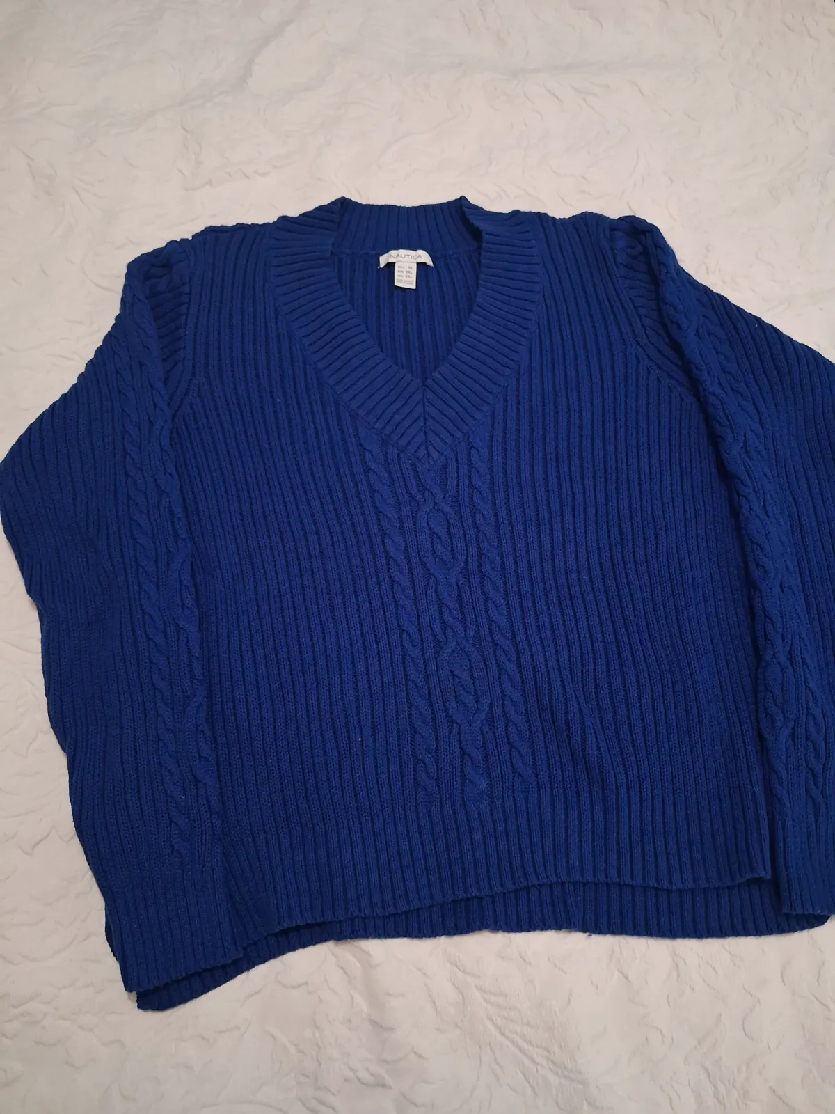 Pull col V en maille torsadée bleu Nautica – Nautica – taille S 2