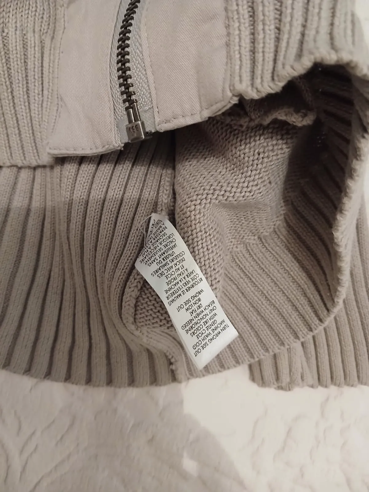 Gilet zippé en maille beige 100% coton – Calvin Klein – taille S 2