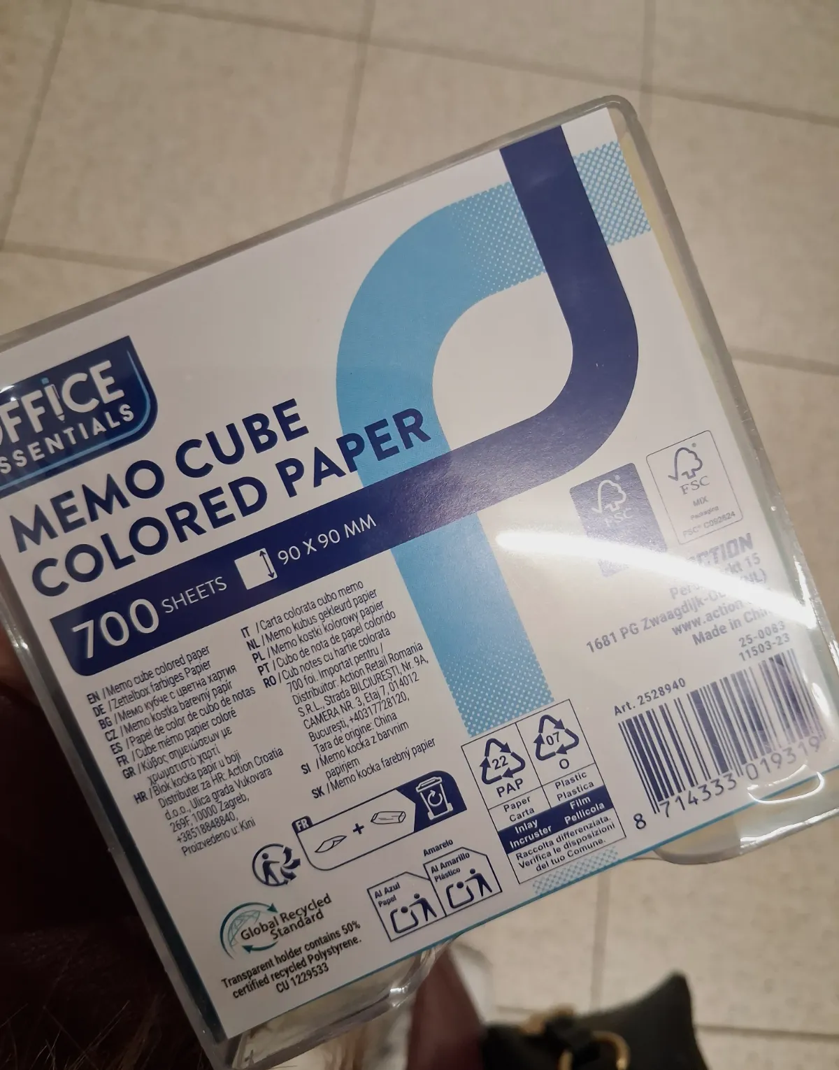 Bloc mémo papier coloré Office Essentials – Office Essentials 2