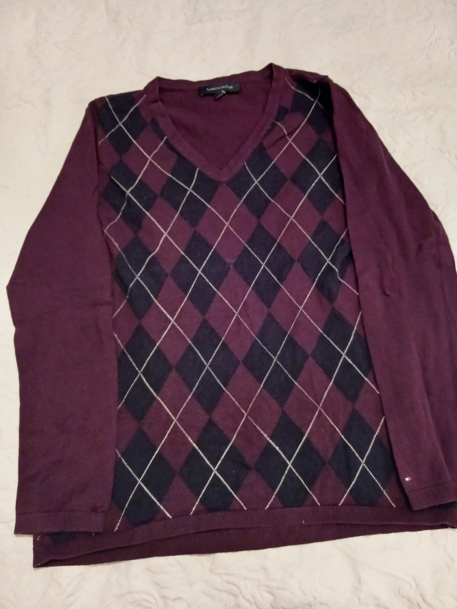 Pull col V à losanges Tommy Hilfiger
