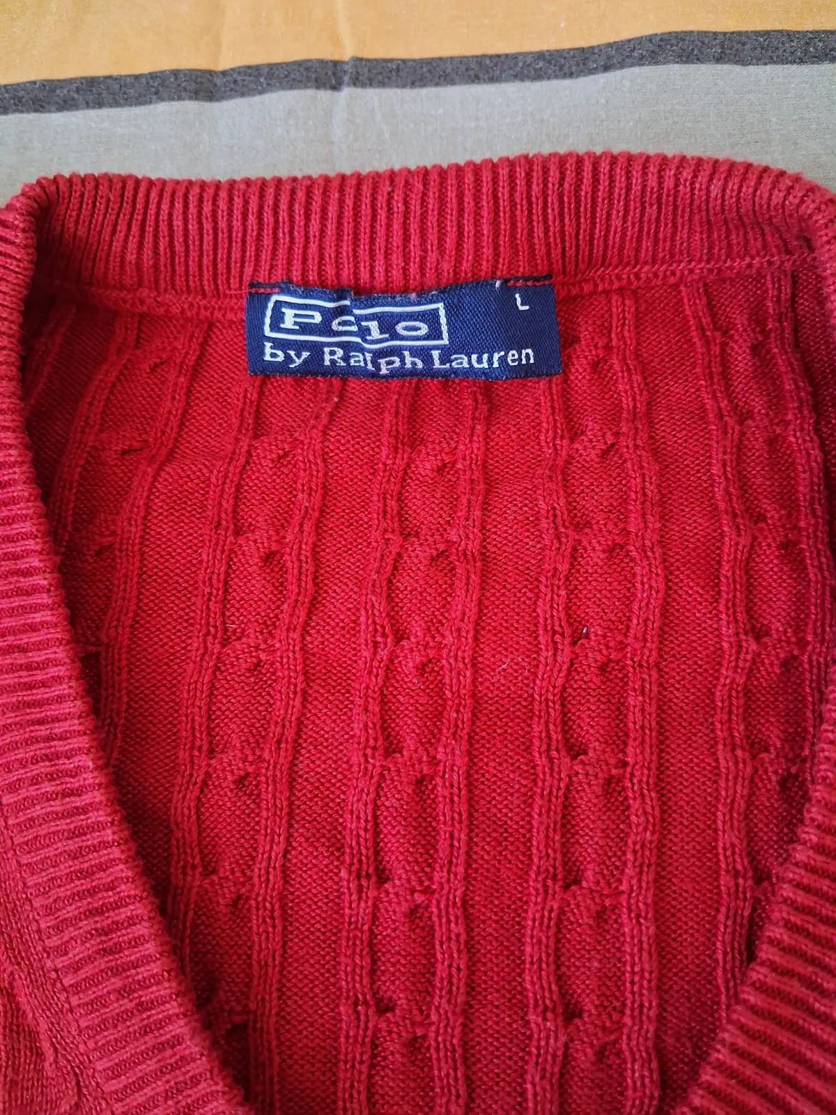 Pull col V torsadé rouge Polo Ralph Lauren – Polo Ralph Lauren – taille L 2