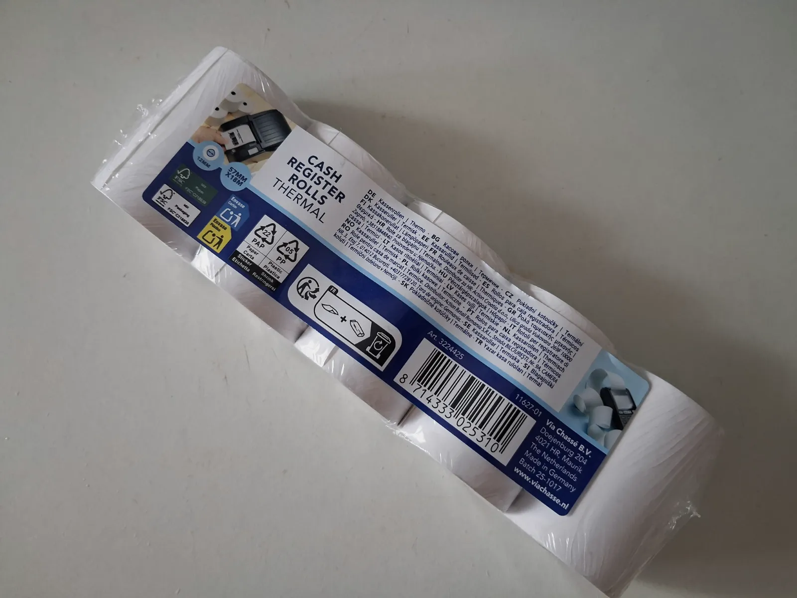Lot de rouleaux de papier thermique pour caisse enregistreuse – Via Chassé B.V. 4