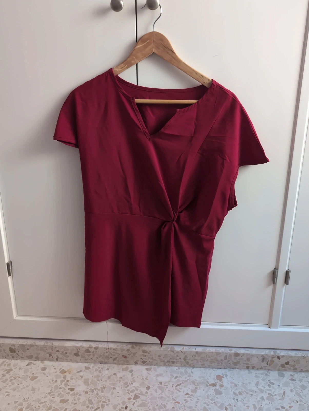 Elegante blusa mujer entre rojo oscuro y burdeos talla XL – Local – taille XL 2