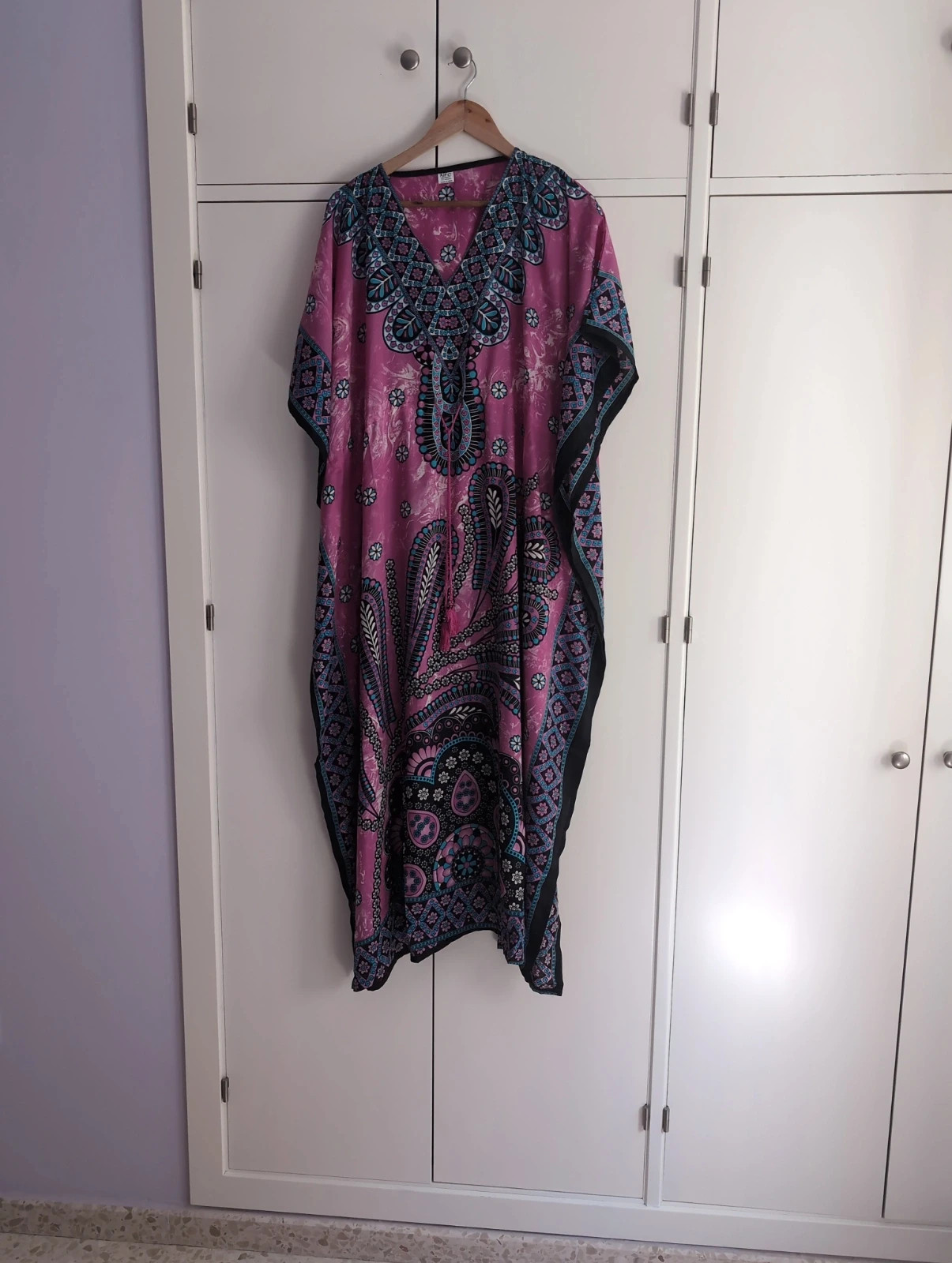 Caftán estampado mujer predominio fucsia talla única