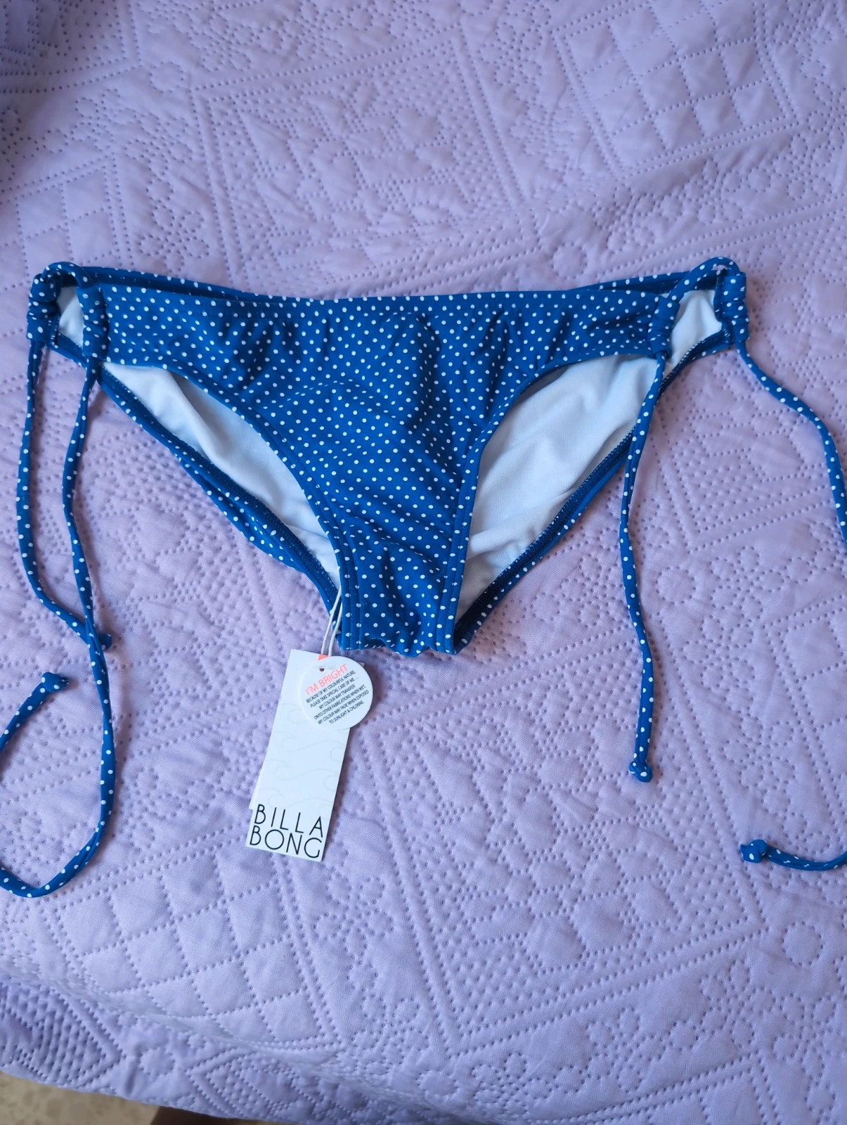 Braguitas bikini billabong talla S azul lunares blancos