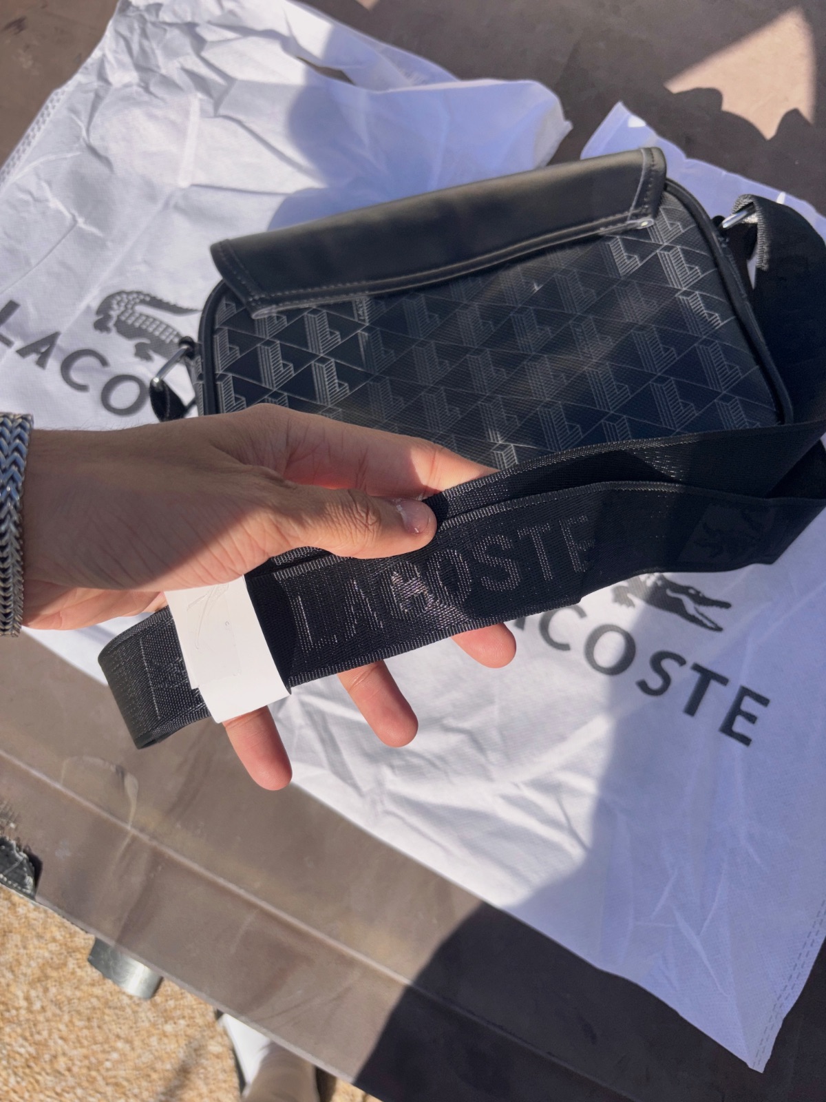 Sacoche Lacoste noir à motifs – Lacoste – taille Taille unique 3