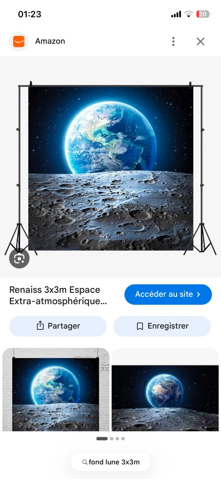 Fond lune et terre 3x3 m