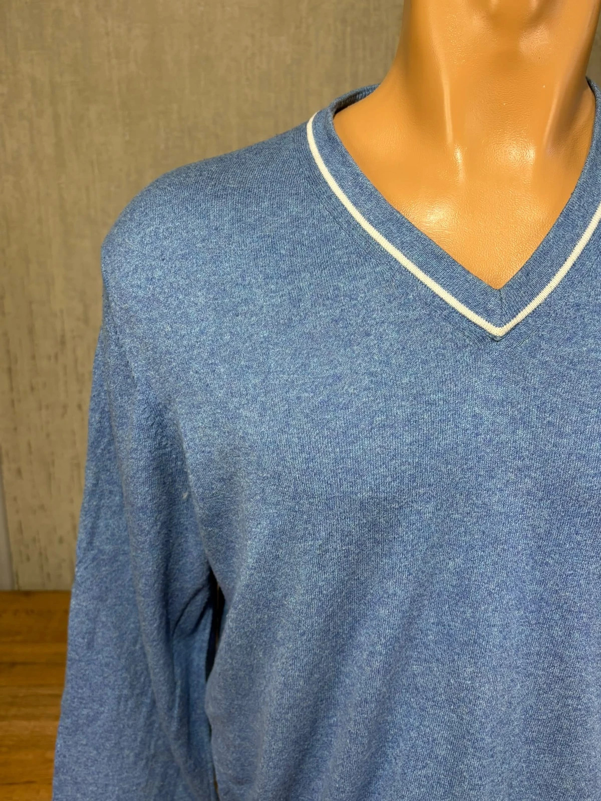 Pull Col V Boss Hugo Boss Bleu Chine Coton Taille L Regular Fit Logo Brode – Hugo Boss – taille L 3