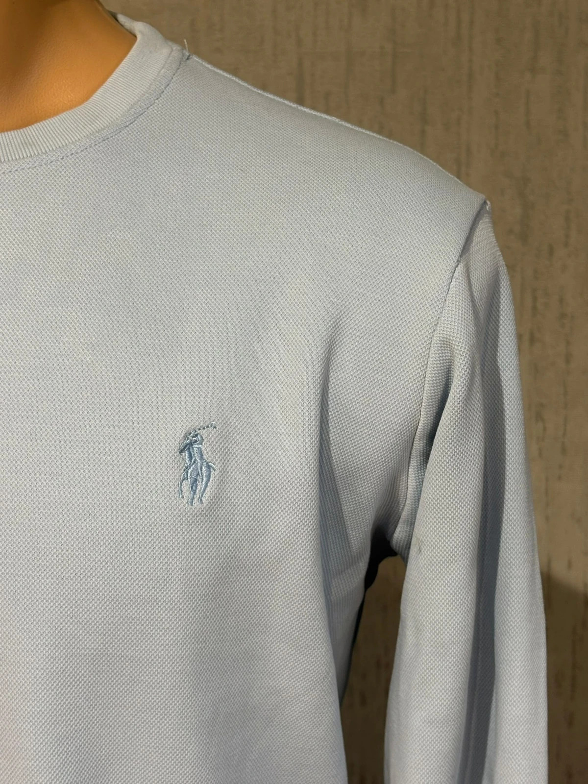 Sweat Ralph Lauren Bleu Ciel Col Rond Logo Brode Taille L Thermal Coton – Polo Ralph Lauren – taille L 2