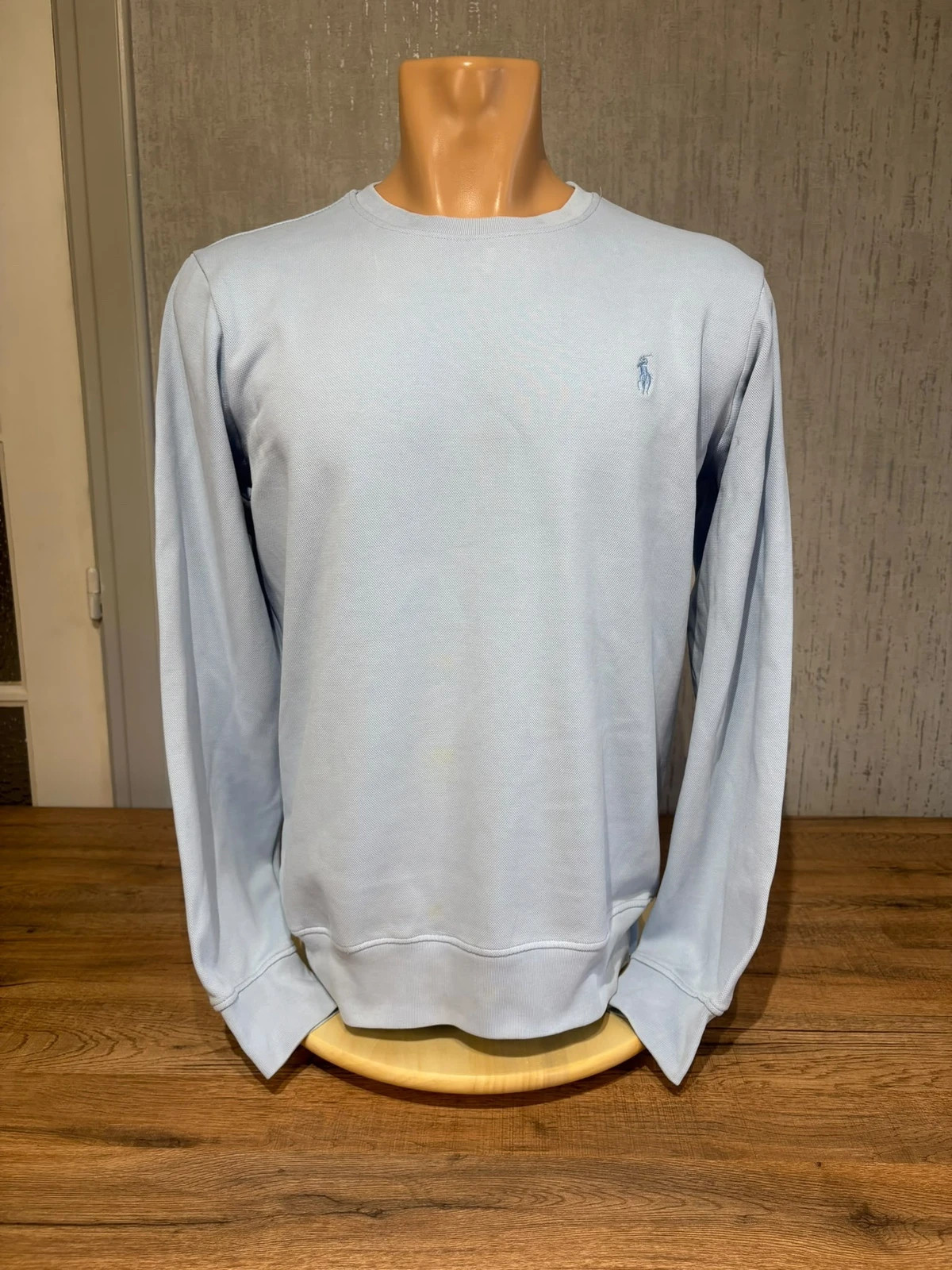 Sweat Ralph Lauren Bleu Ciel Col Rond Logo Brode Taille L Thermal Coton