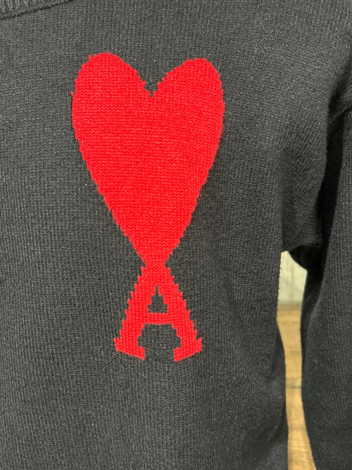Pull Ami Paris Ami De Coeur Noir Intarsia Rouge Laine Tricot Designer – Ami Paris – taille M 3
