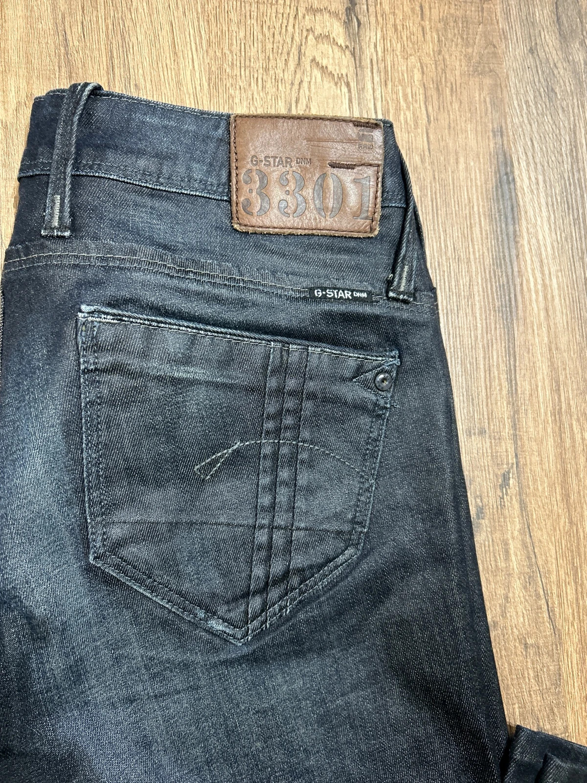 Jean G-Star Raw 3301 (7) Slim Straight Noir Brut Brut Stretch W33 L32 – G-Star RAW – taille L 4