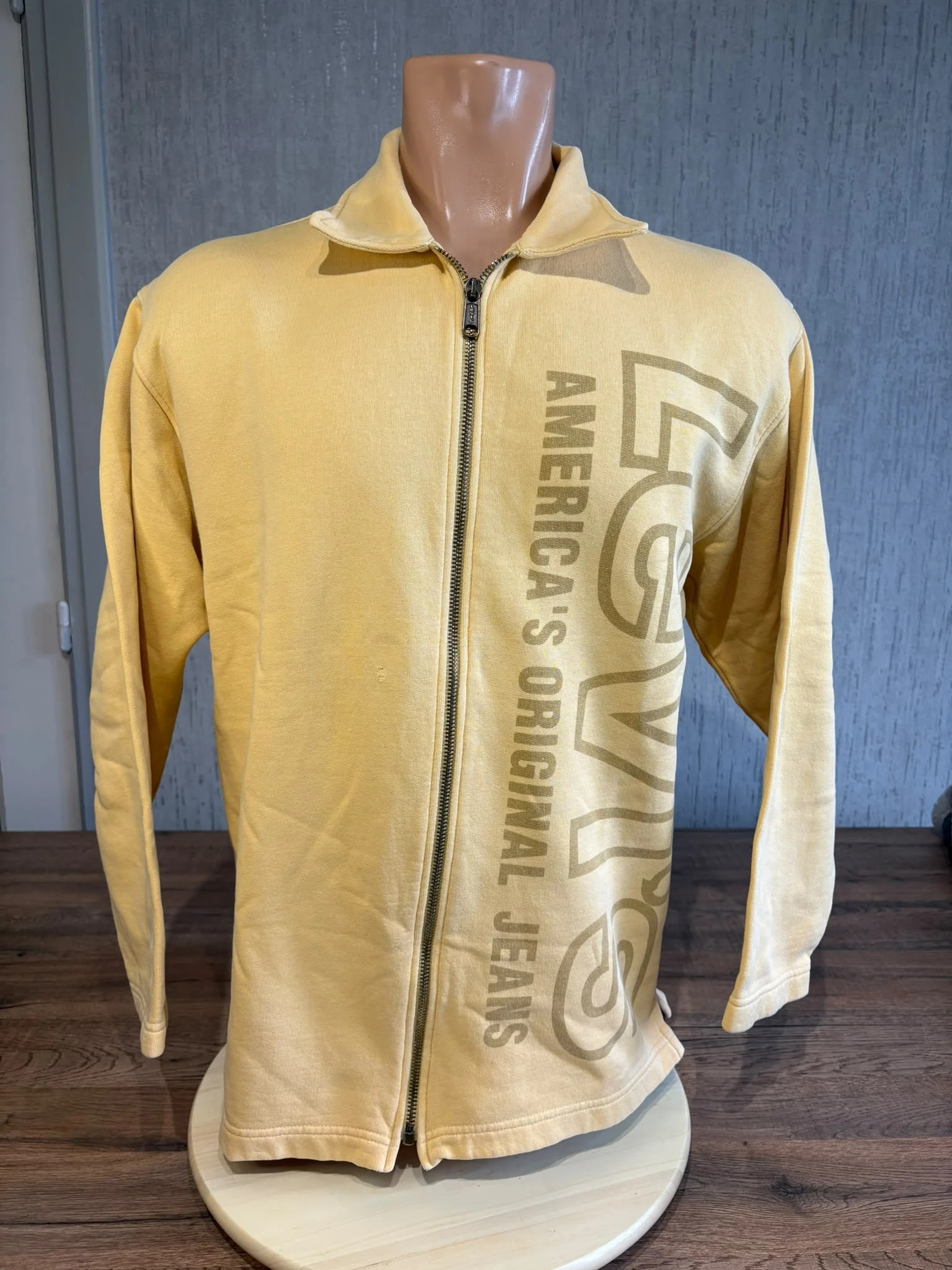 Gilet Zippe Jaune Jaune Moutarde Levi's Vintage Logo Imprime Typo Homme