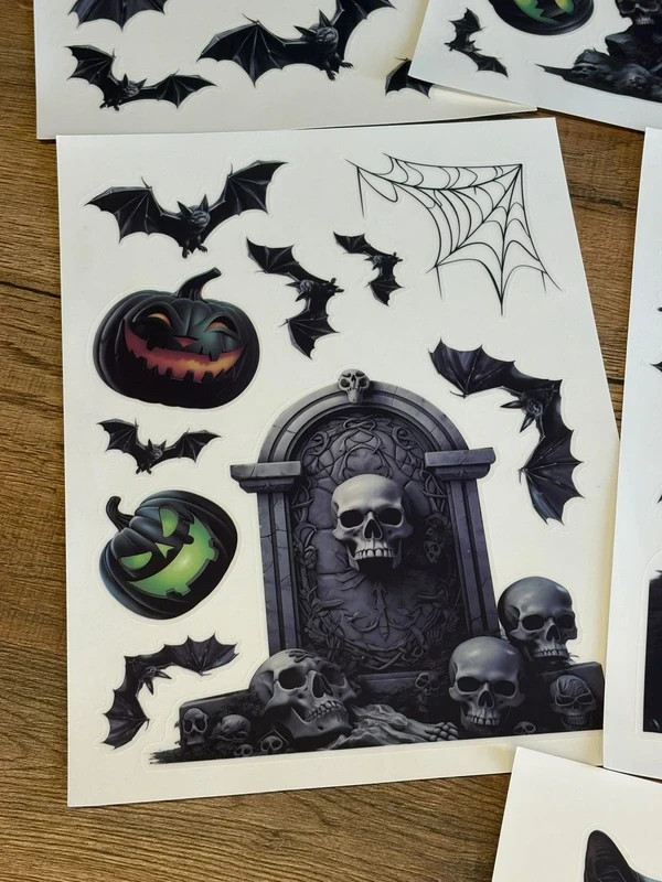Lot Stickers 8XA4 Halloween Autocollants Chat Noir Citrouilles Chauves-Souris Tombe RIP – Halloween 2