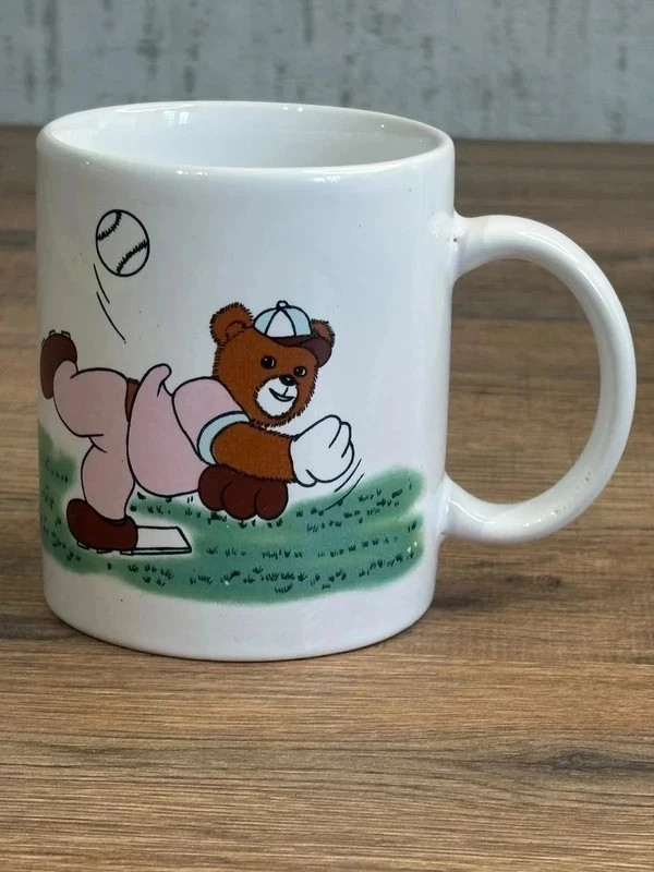 Mug Tasse En Céramique Vintage Motif Ours Joueur De Baseball Dessin Retro