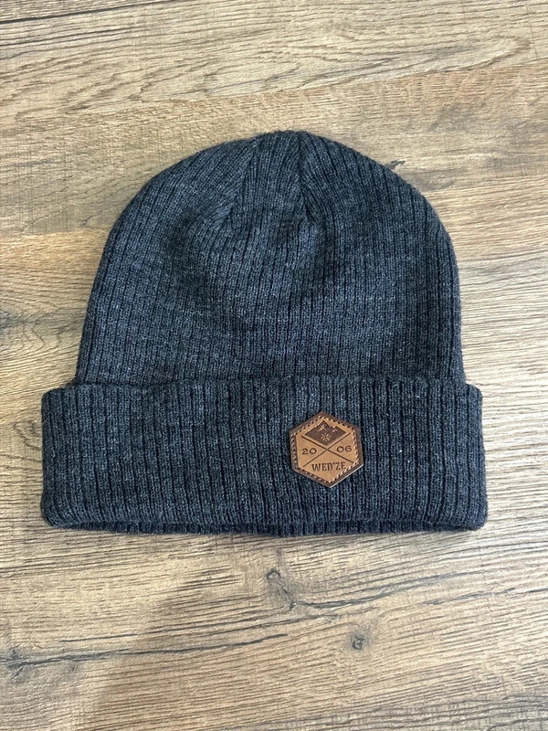 Bonnet Wedze Decathlon Gris Anthracite Maille Cotele Patch Cuir Taille Unique